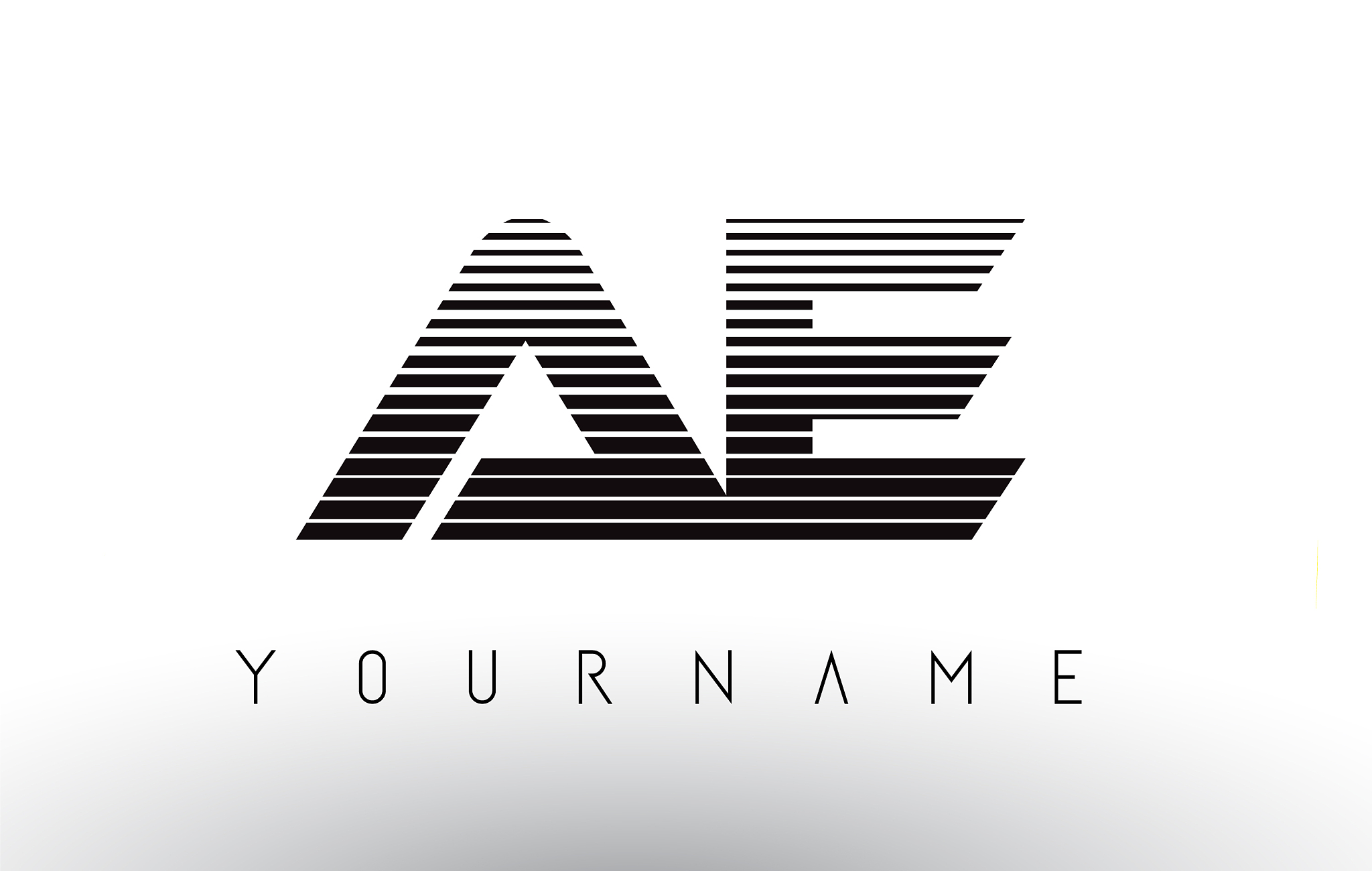 ae black and white horizontal stripes letter logo