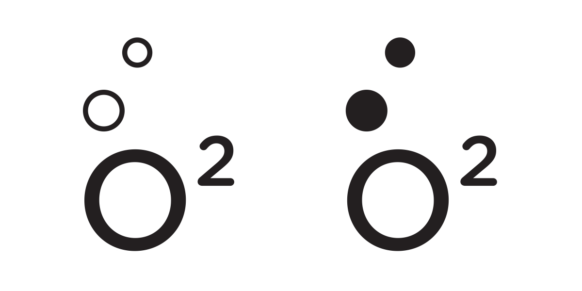 氧气化学符号：O2 - 两个氧原子形成的分子