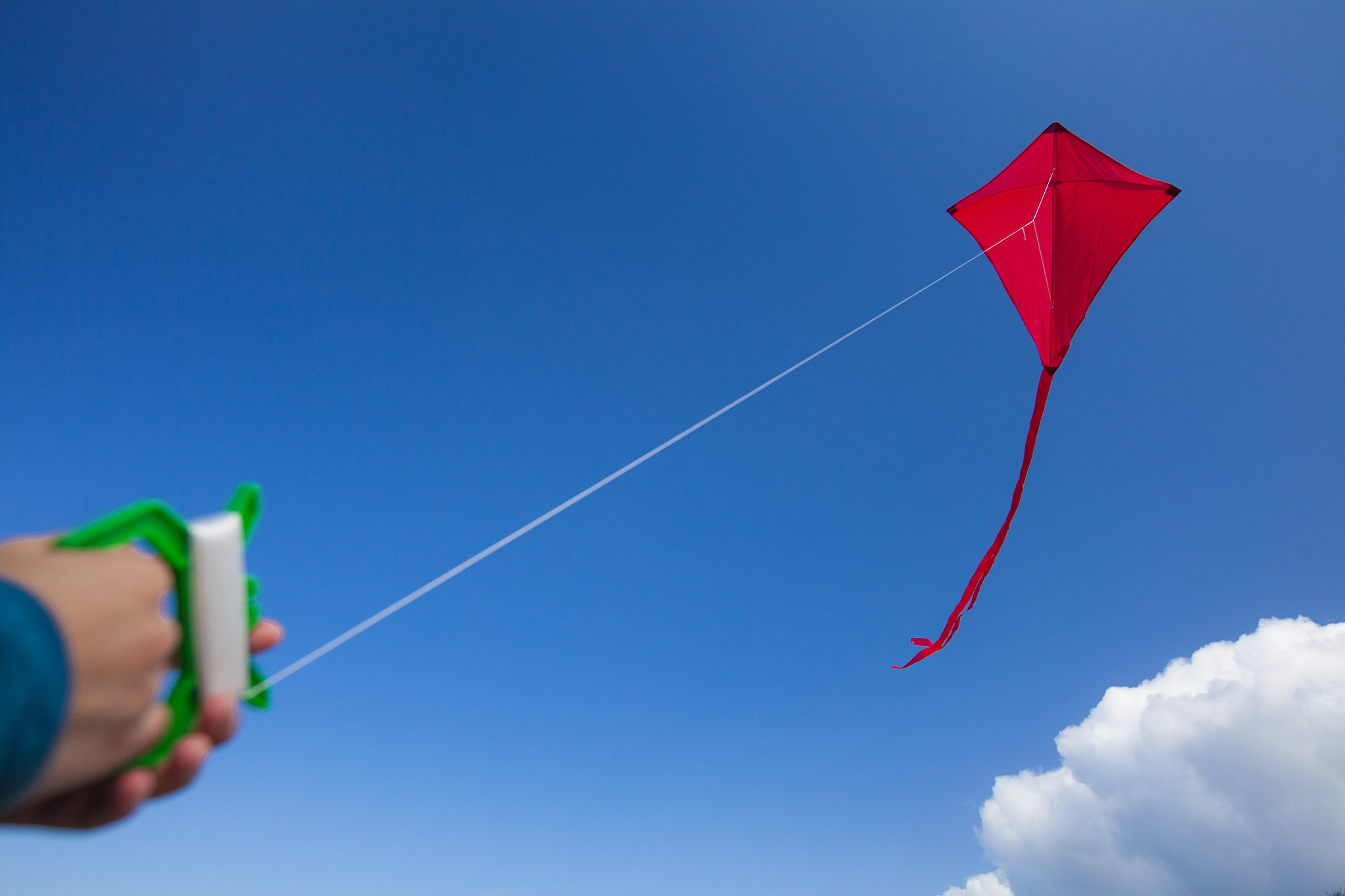 flying a kite.