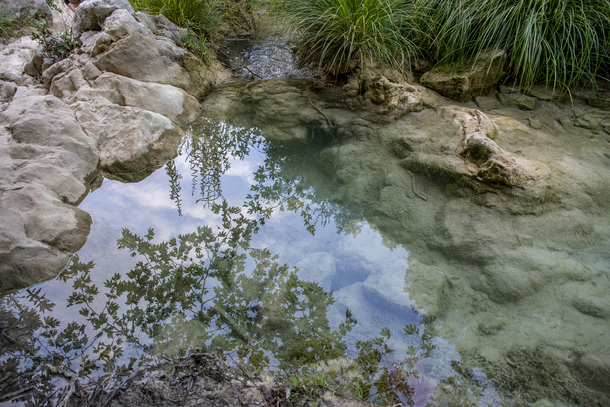 high angle view of rocks in water