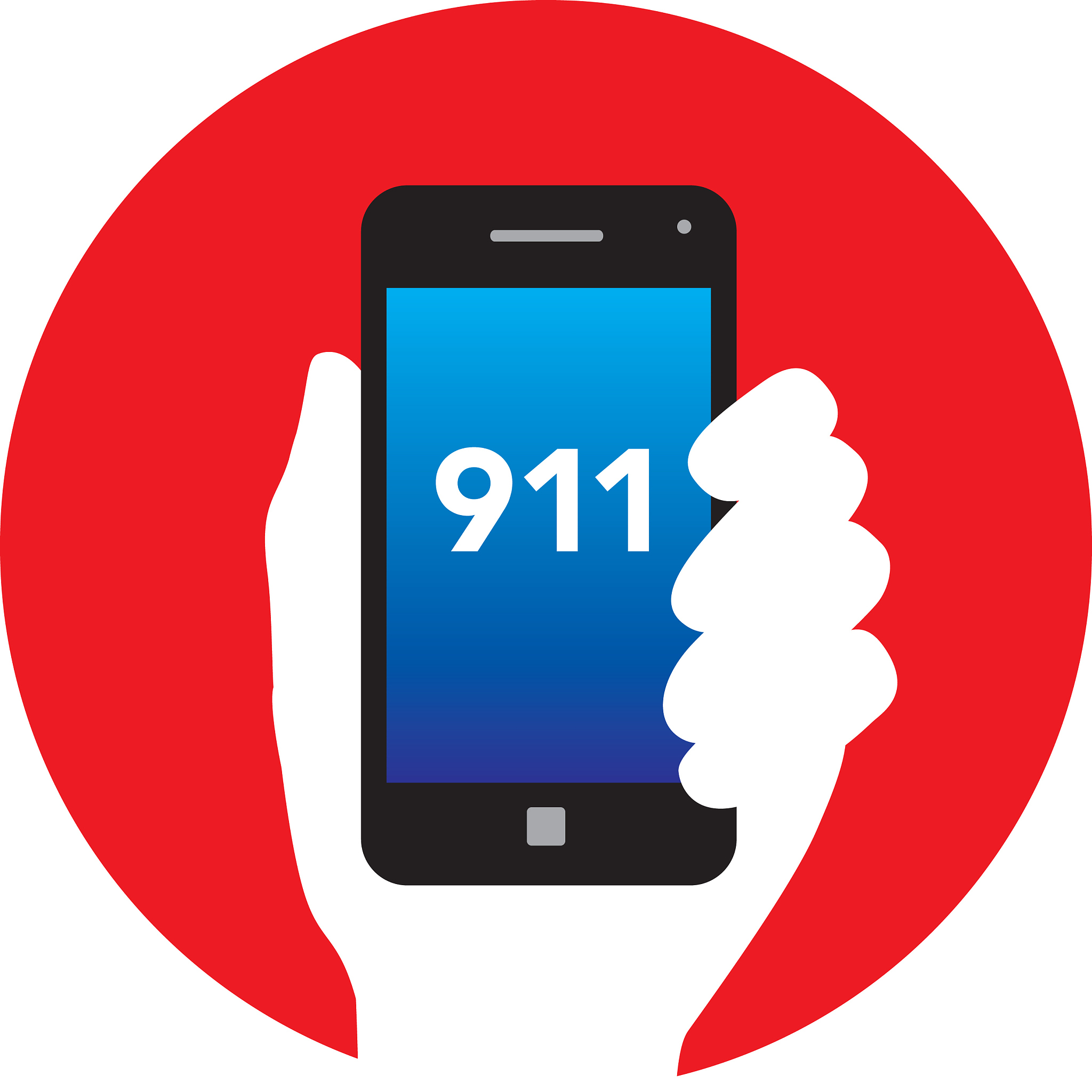 hand holding 911 smart phone