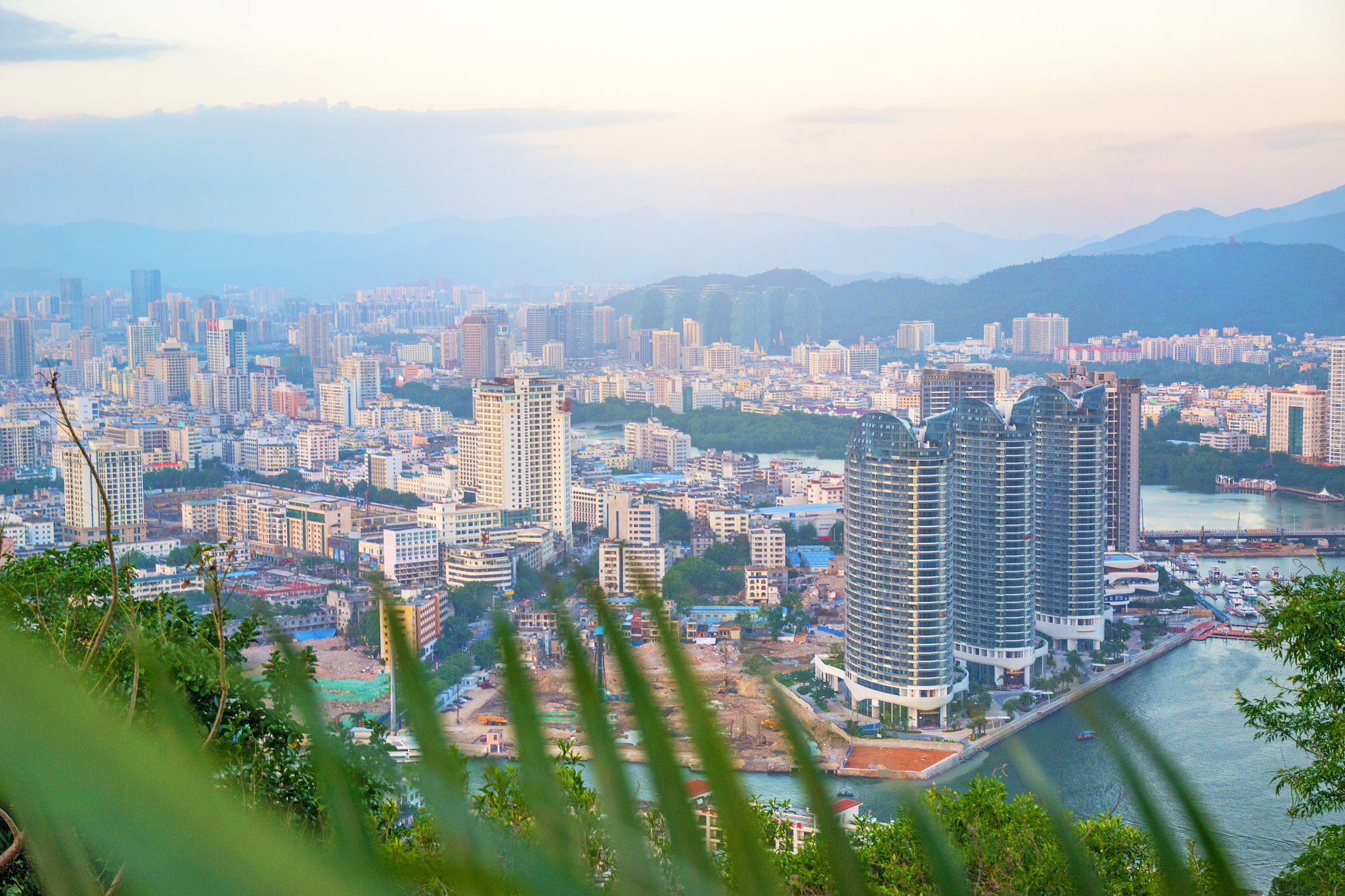 panorama of the city of sanya, a view of the city in the highest