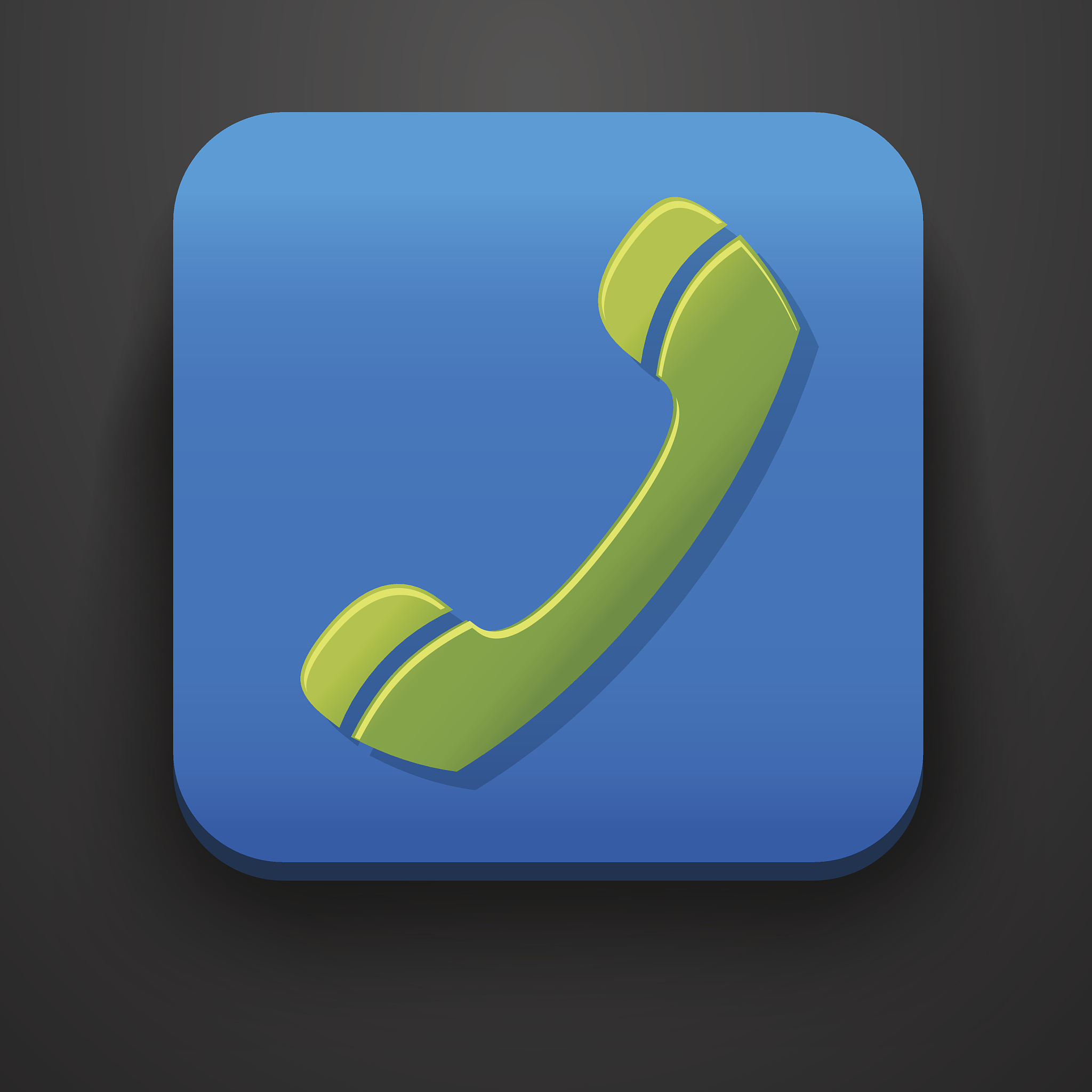 green call symbol icon on blue