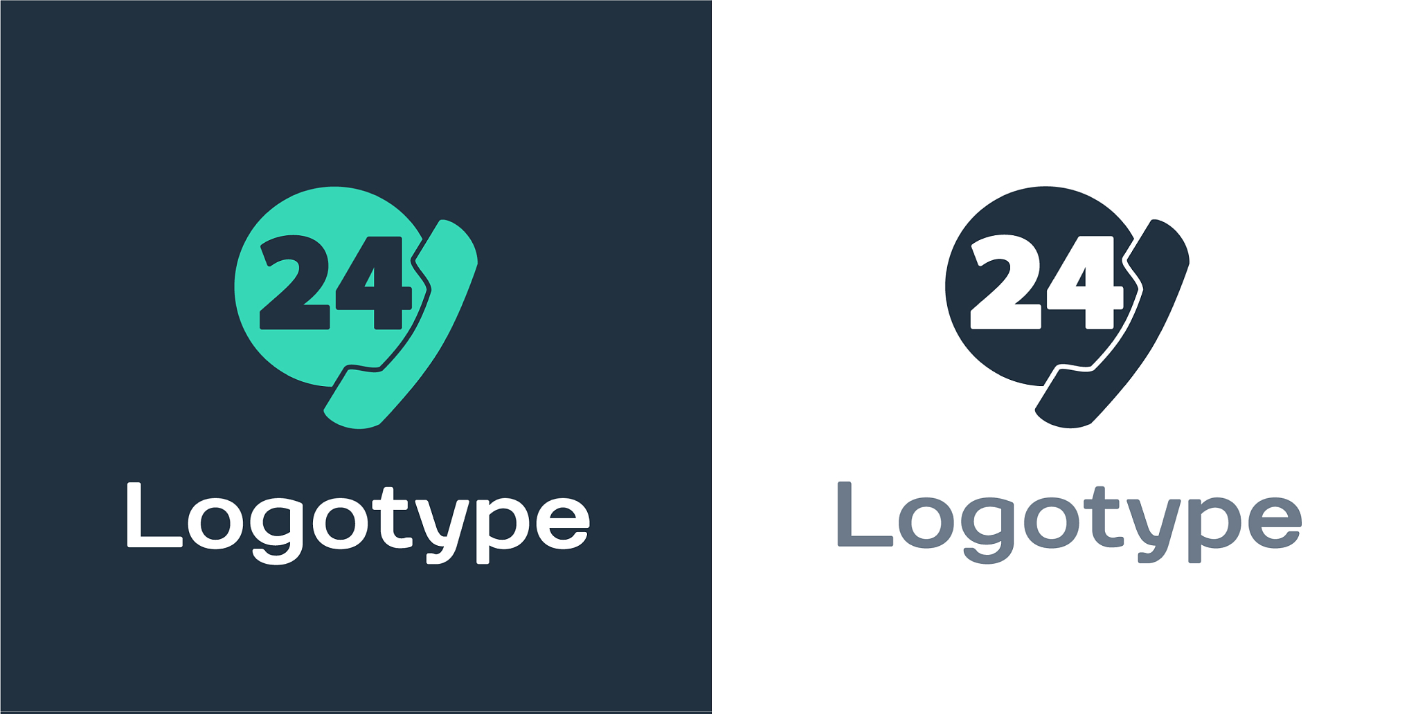 logotype telephone 24 hours support icon isolated