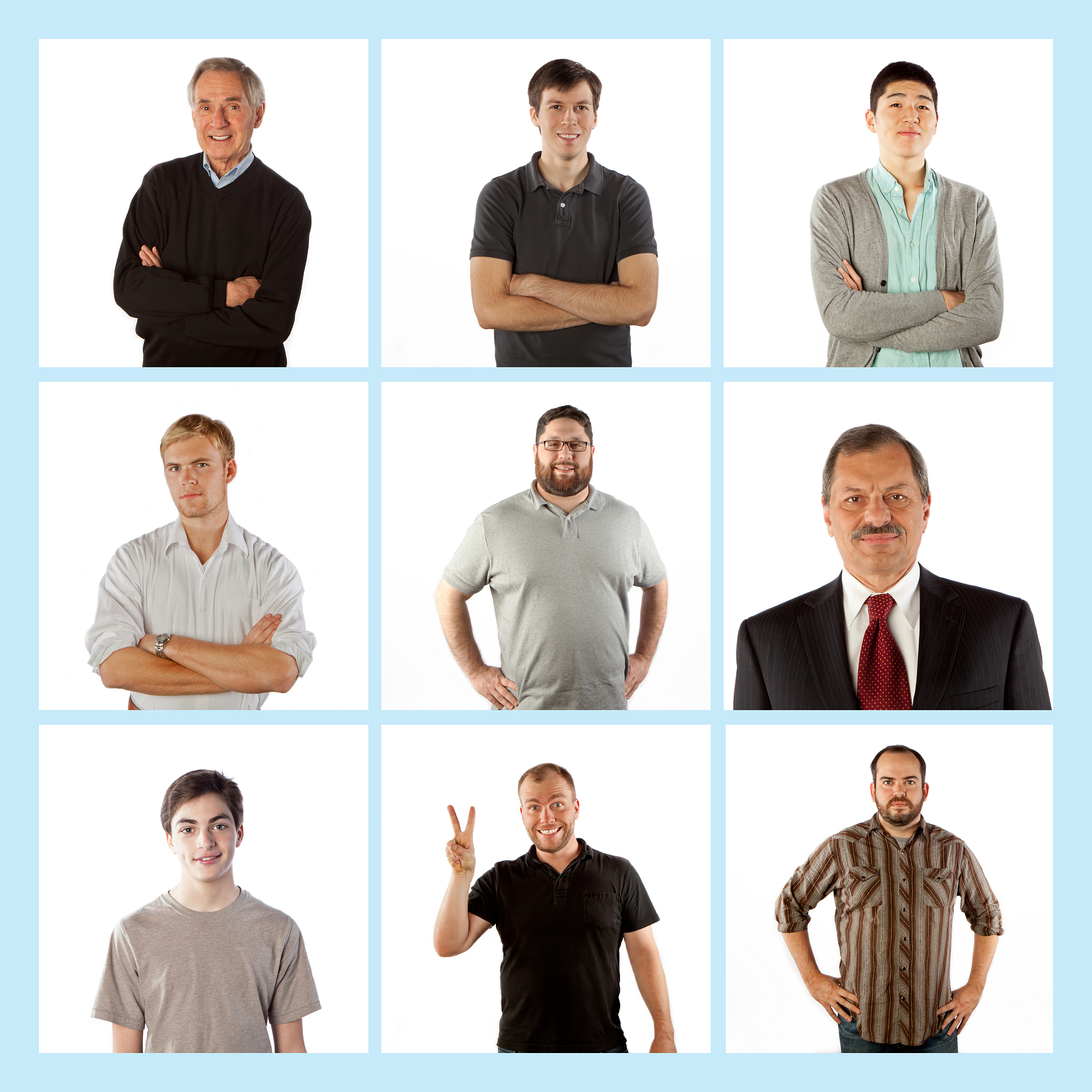 nine portraits of men