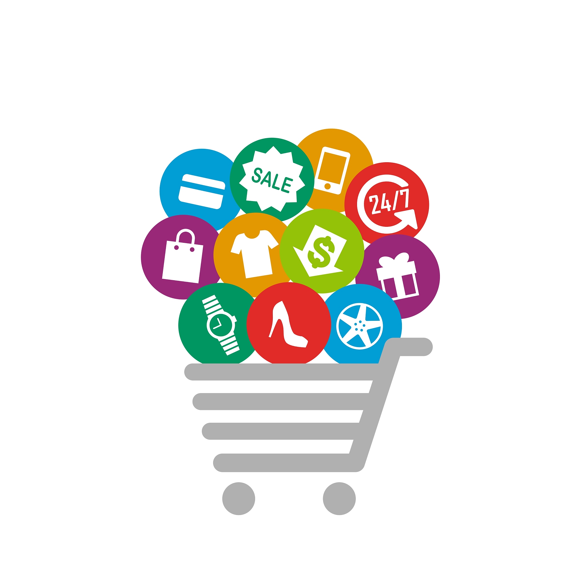 shopping things on shopping cart