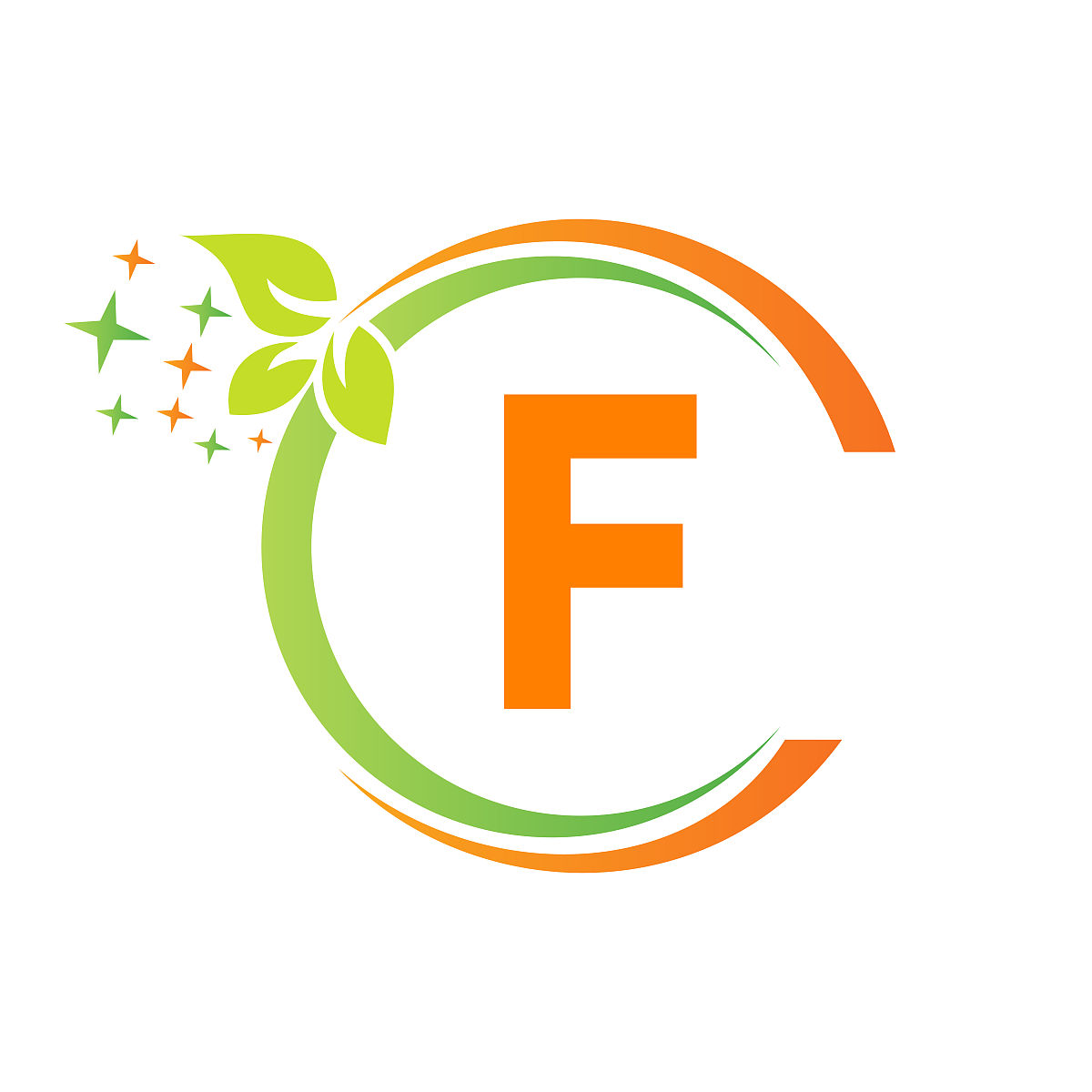 房屋清洁标志上的f字母设计.