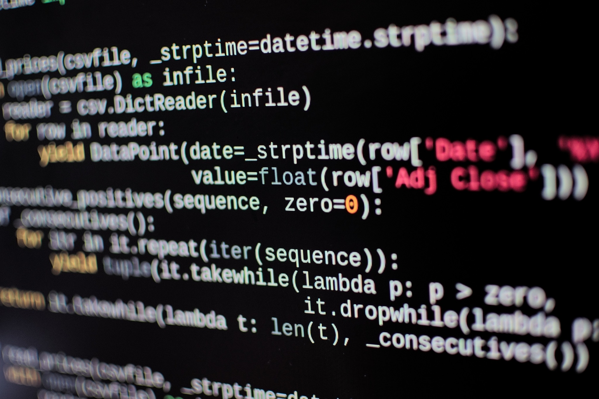 programming code on a computer screen