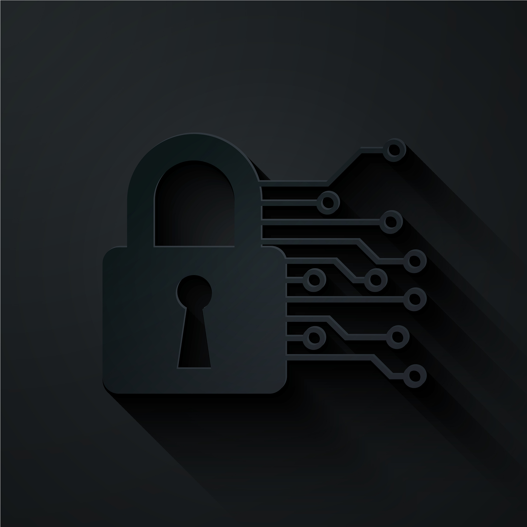 paper cut cyber security icon isolated on black
