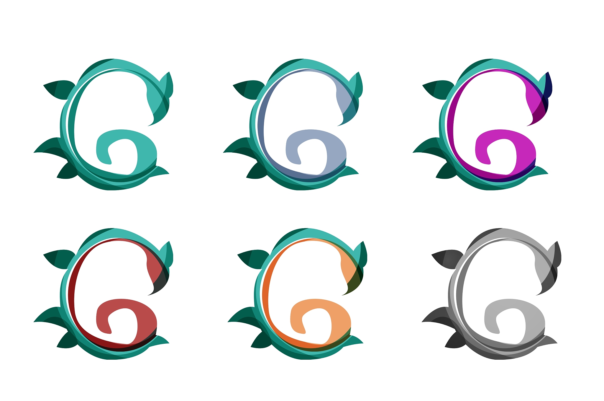 set of abstract eco plant icons business logotype