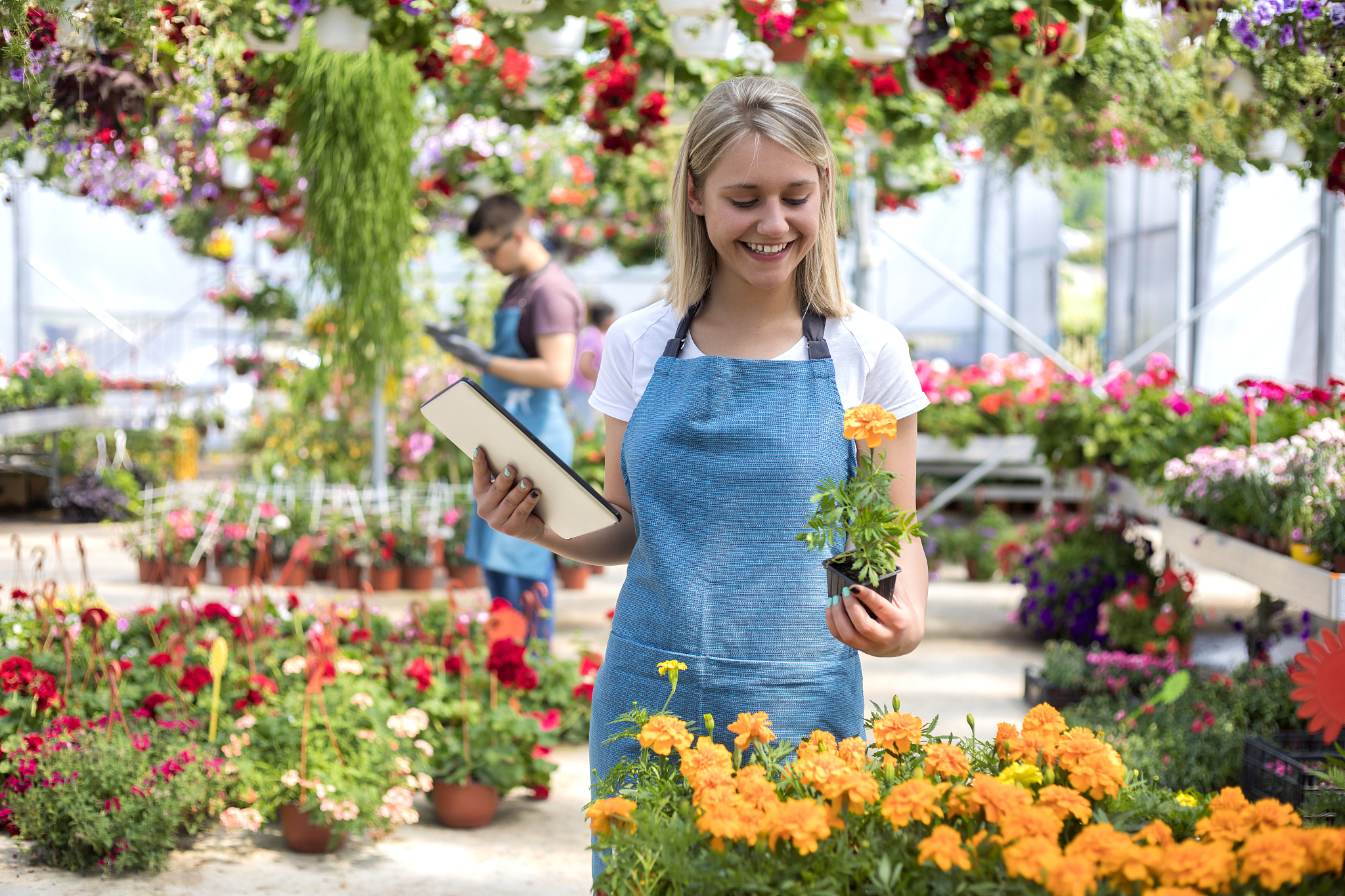 working in a garden center