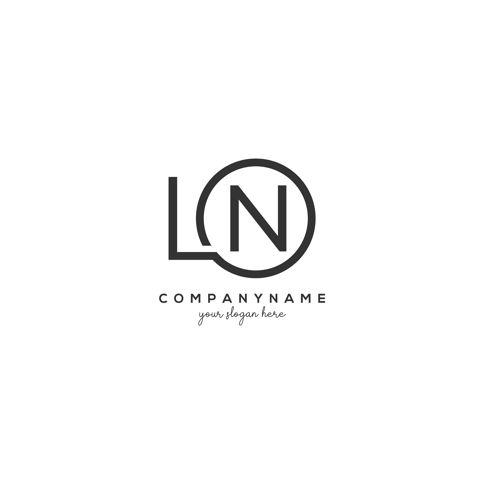 initial ln letter logo with circle template