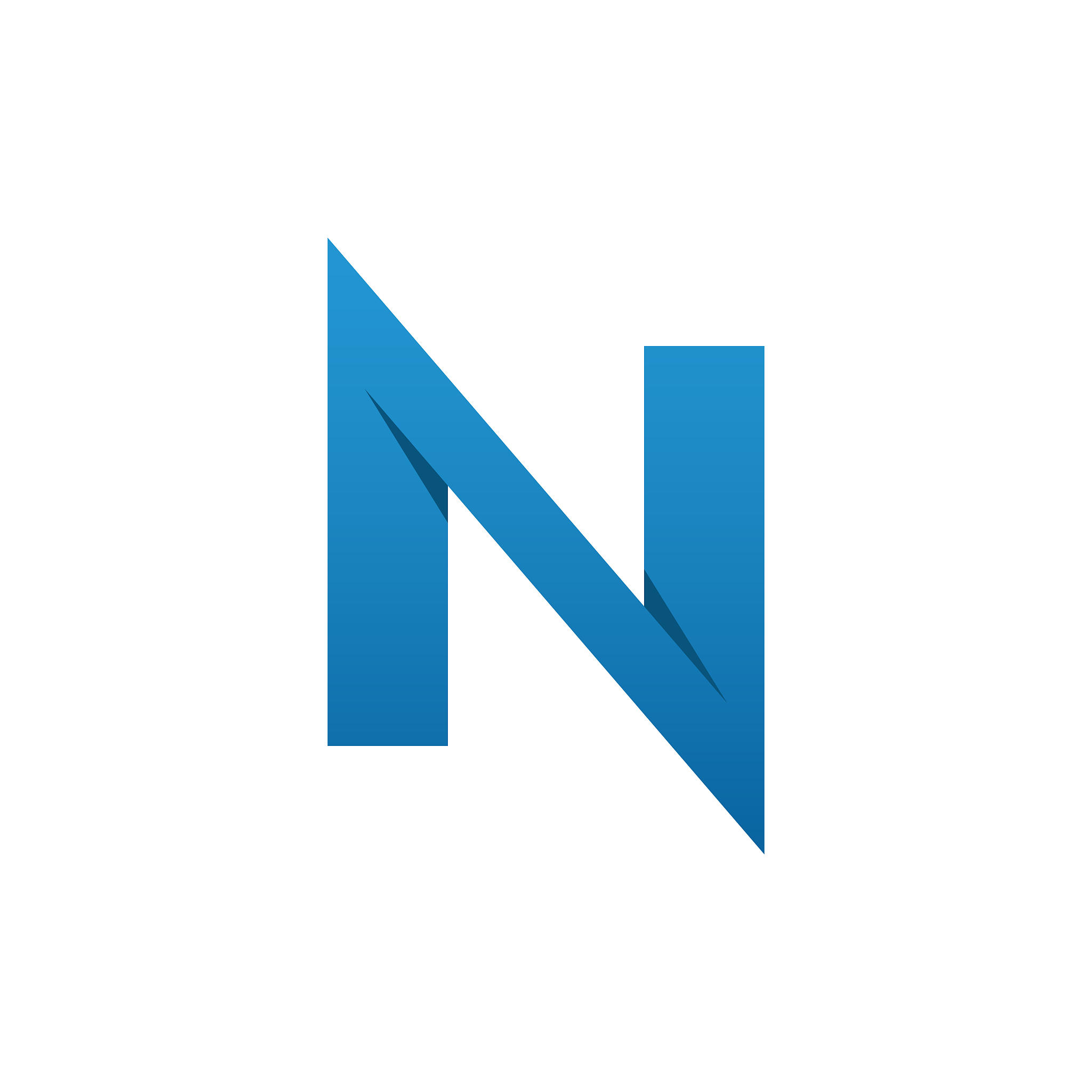 modern n letter blue