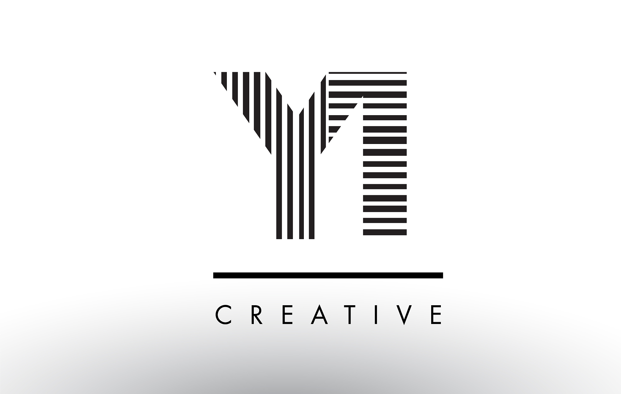yi y i black and white lines letter logo design