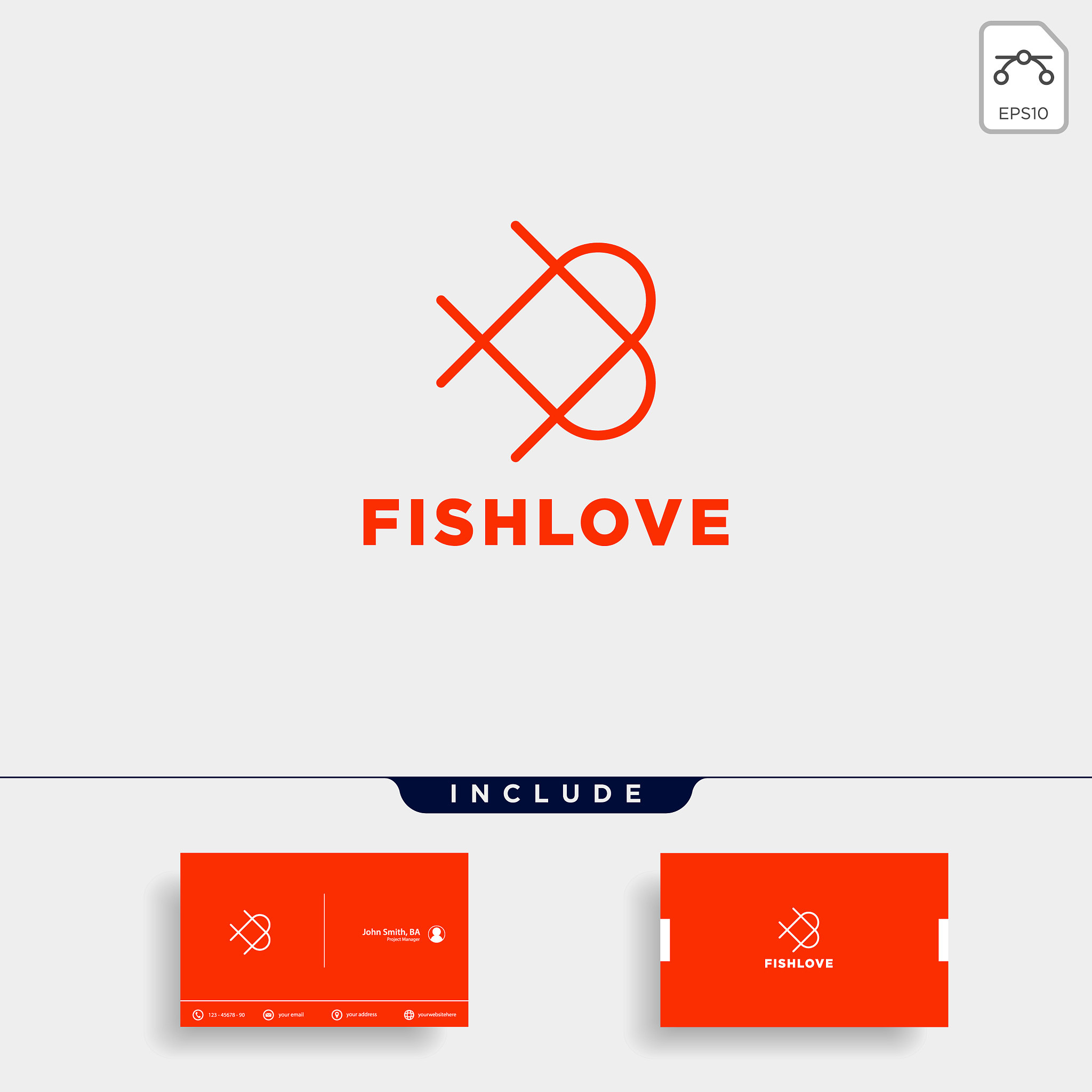 love fish logo design icon element isolated