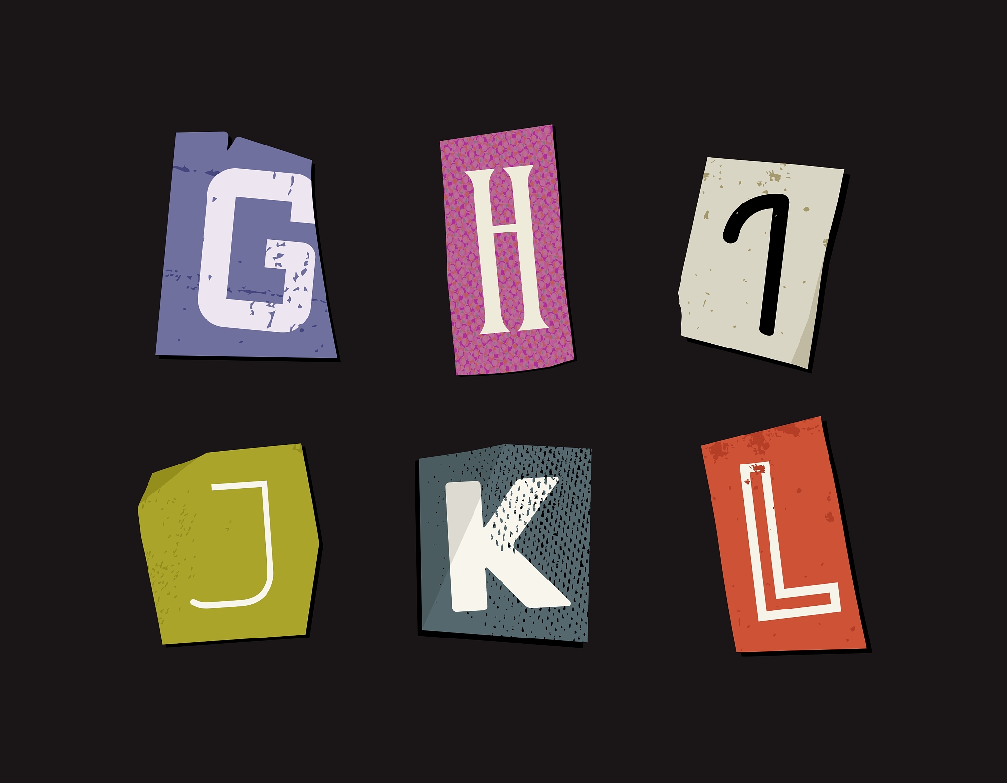 colorful newspaper cut letters set