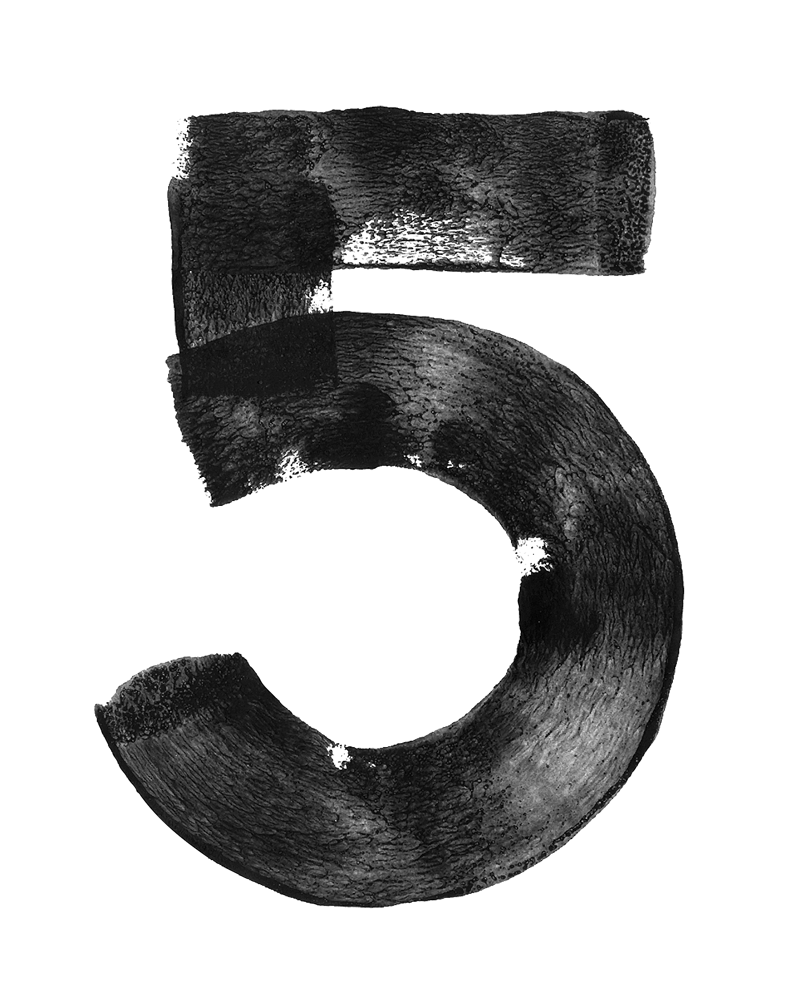 hand painted shape of number five - abstract vector illustration