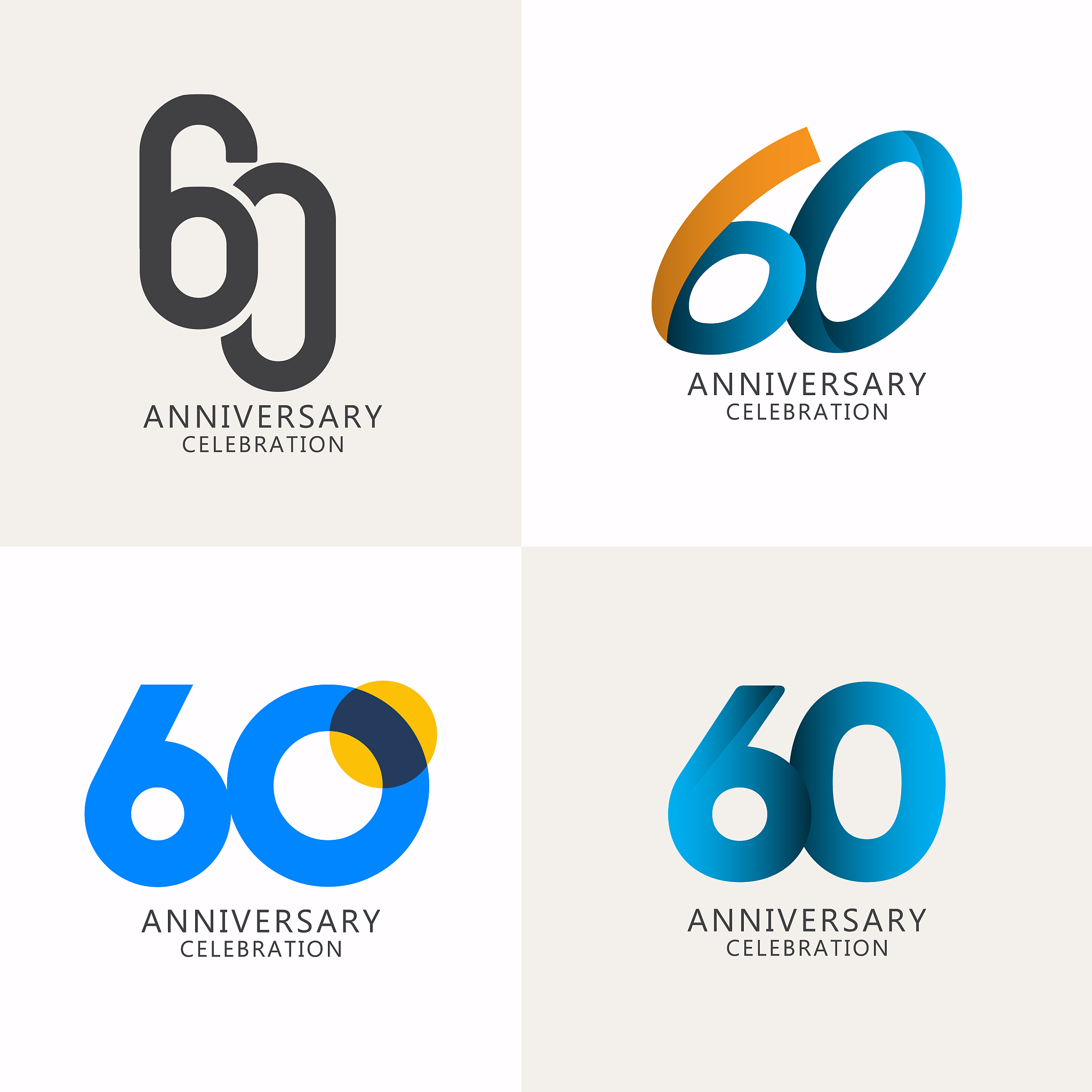 60 years anniversary celebration compilation logo vector templat