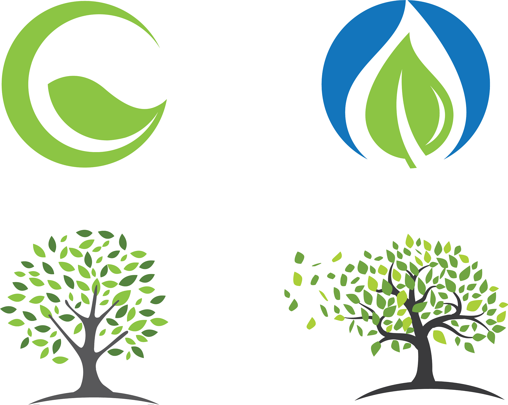 logos of green tree leaf ecology