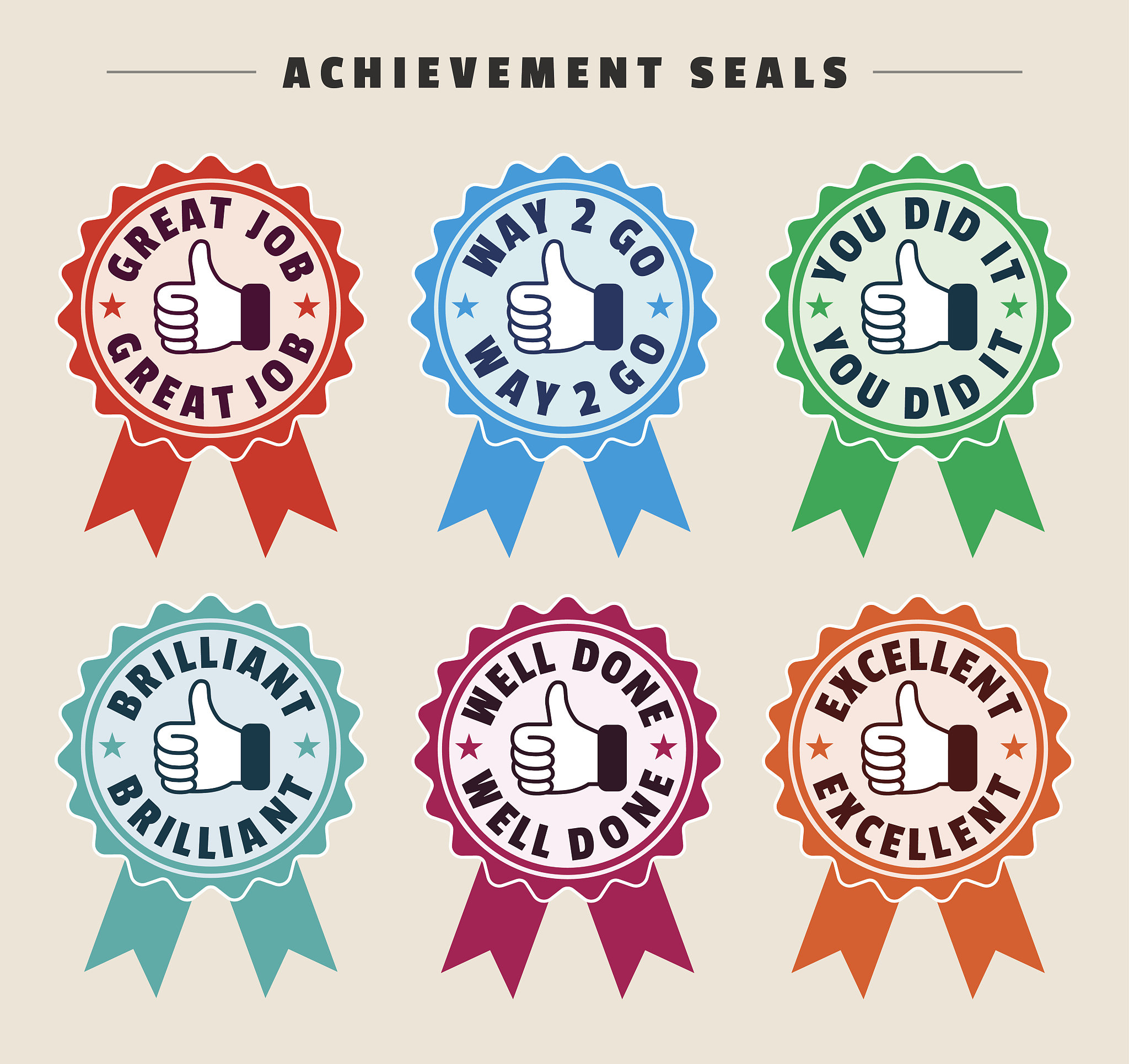 achievement encouragement thumbs up seals emblems