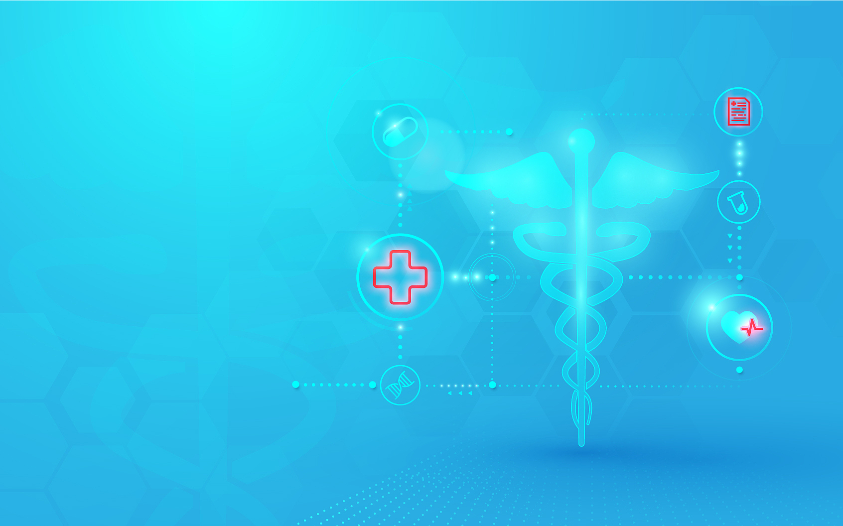 caduceus medical symbol with medicine and science