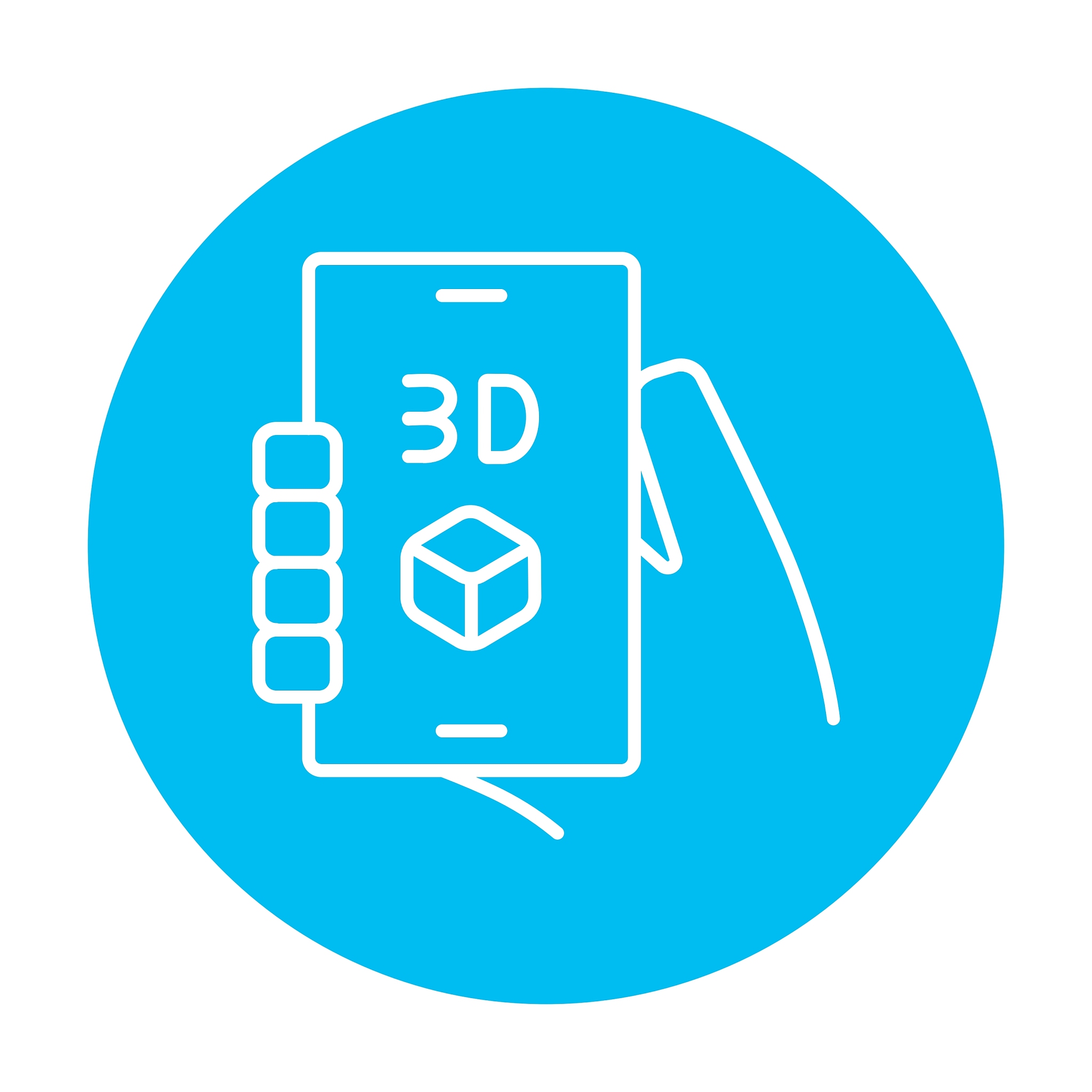 smartphone with three d box line icon