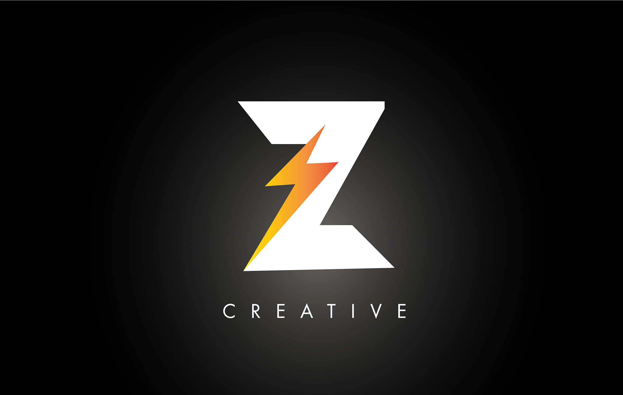 z letter logo design with lighting thunder bolt