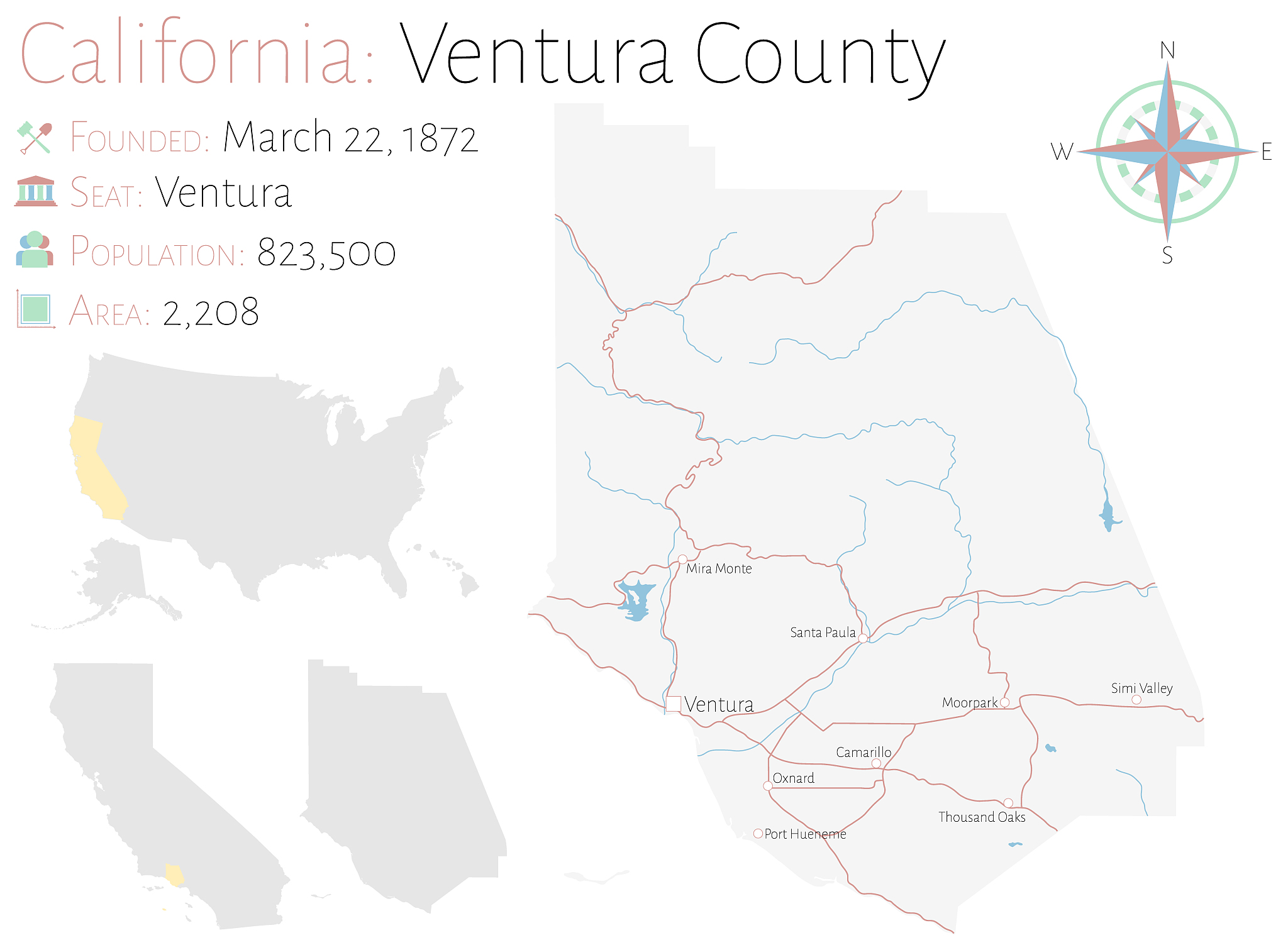 map of ventura county in california