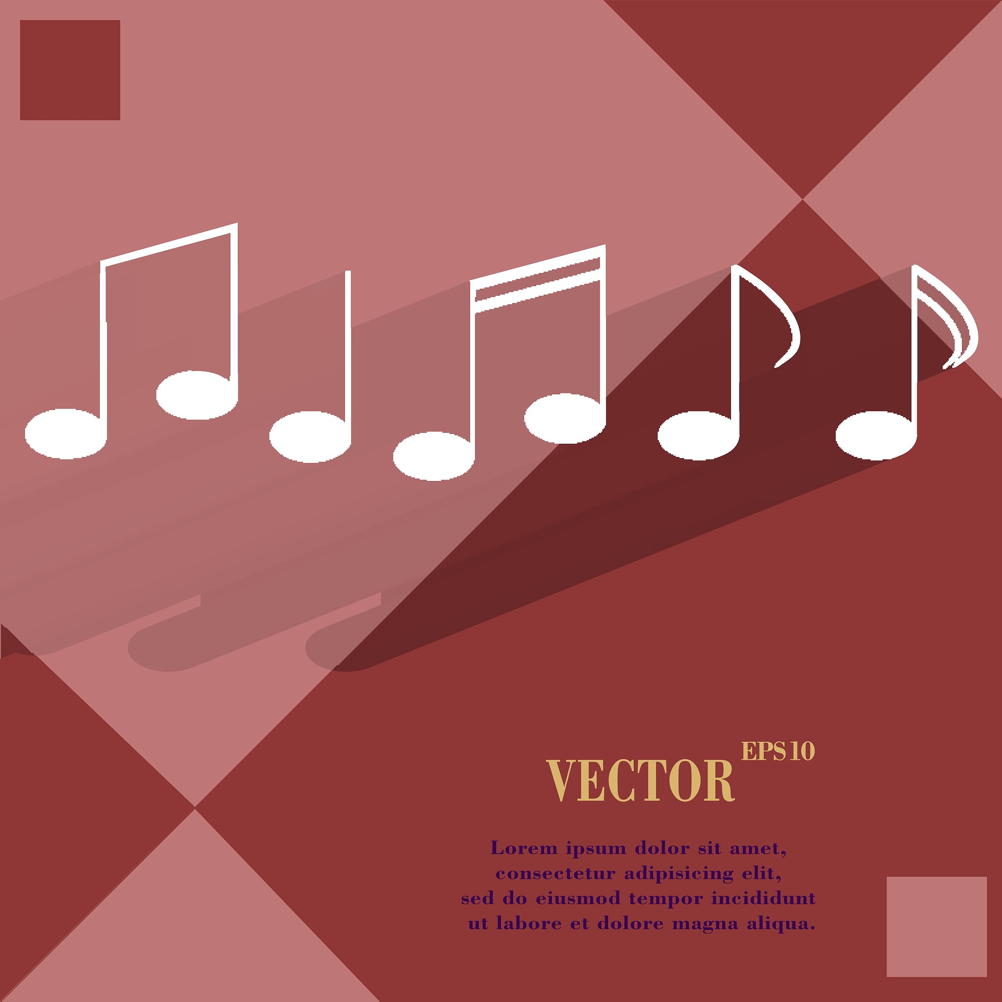 music elements notes web icon on a flat geometric abstract backg