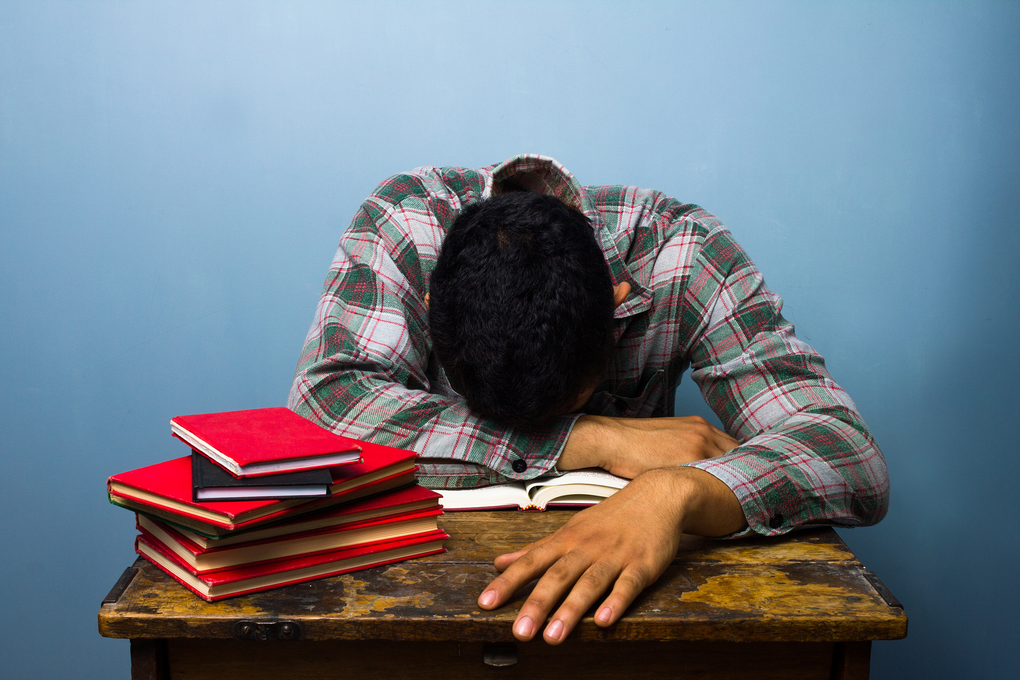 sleeping man at desk