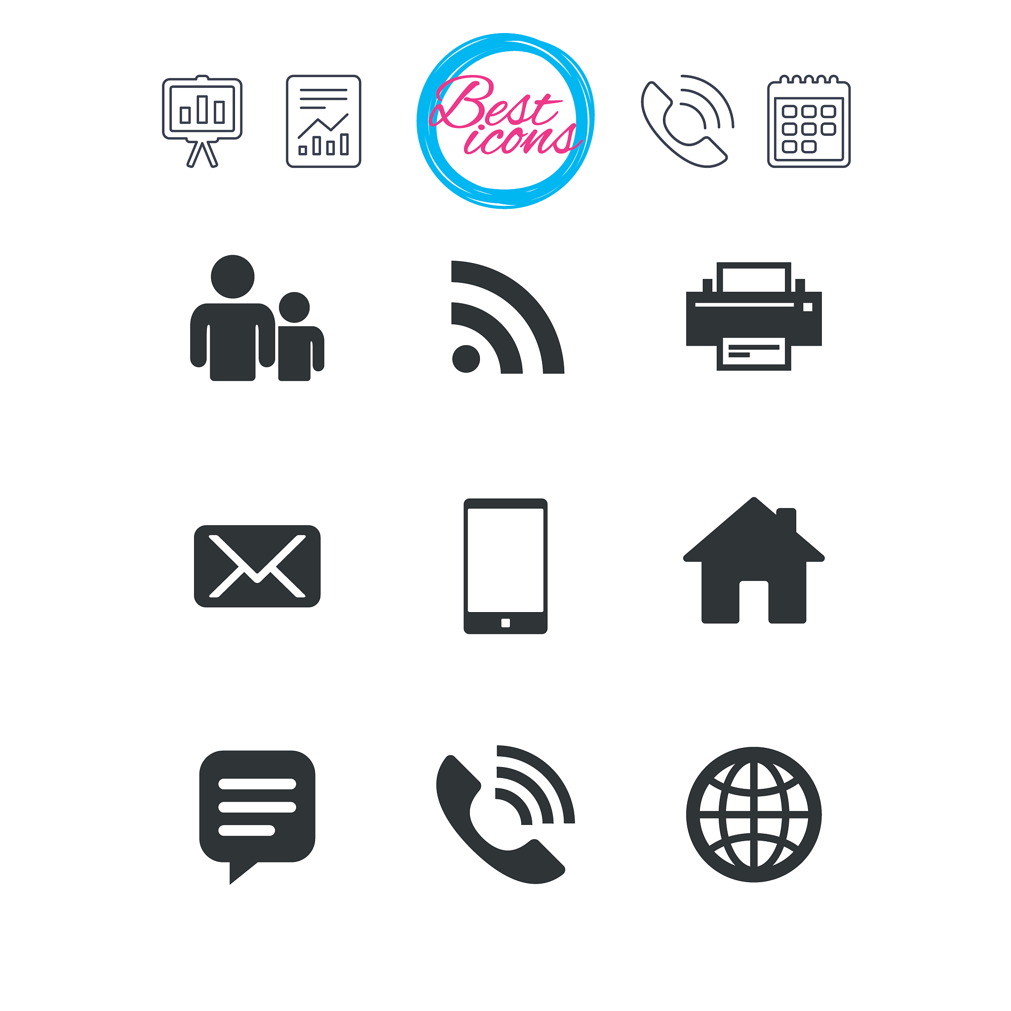 contact mail icons communication signs