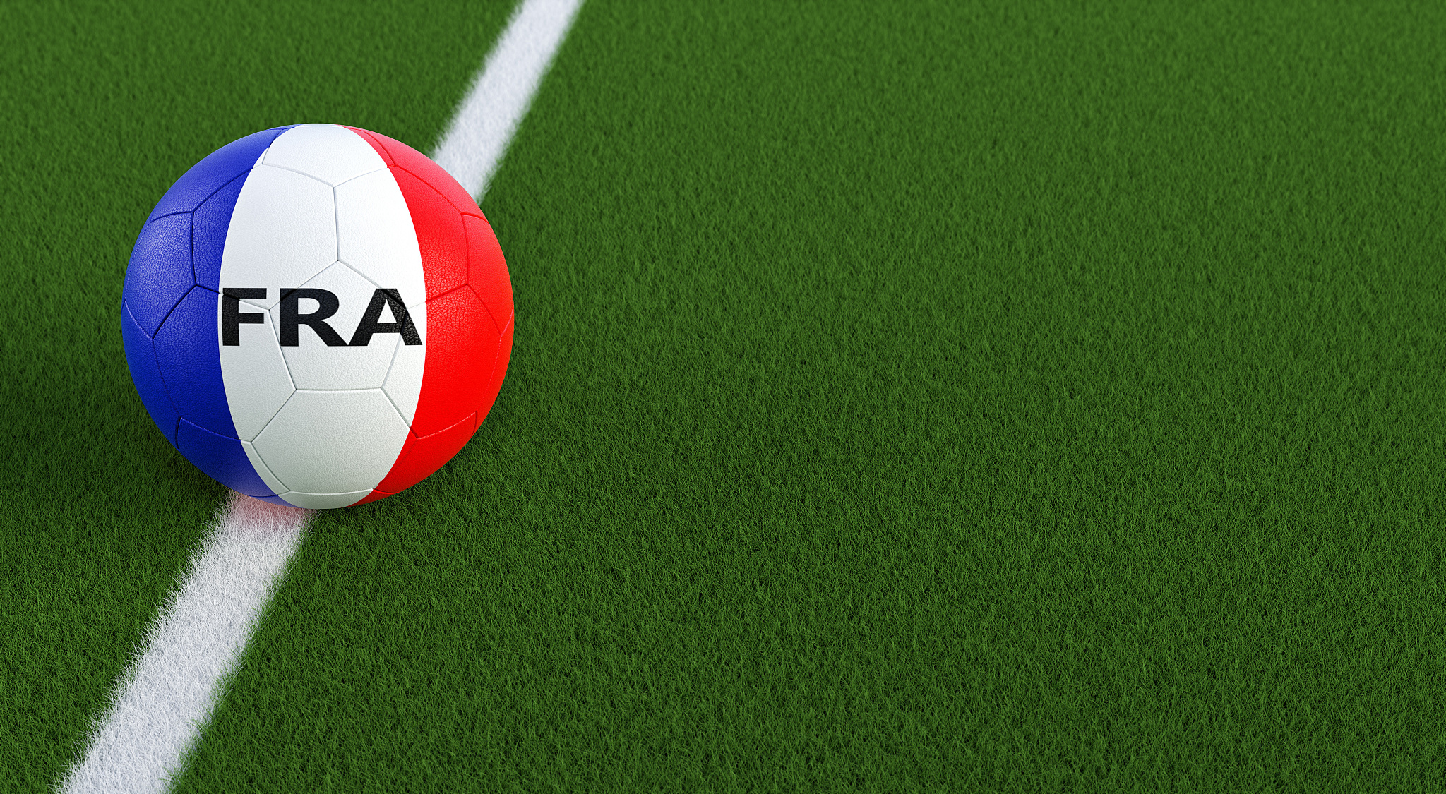 soccer ball in french national colors on a soccer field. copy sp