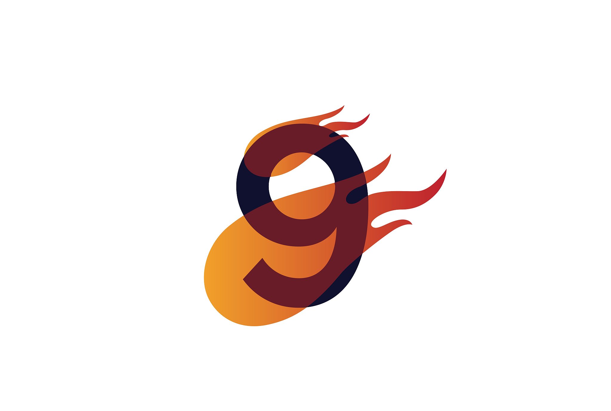 initial number logo orange fire flame logo template