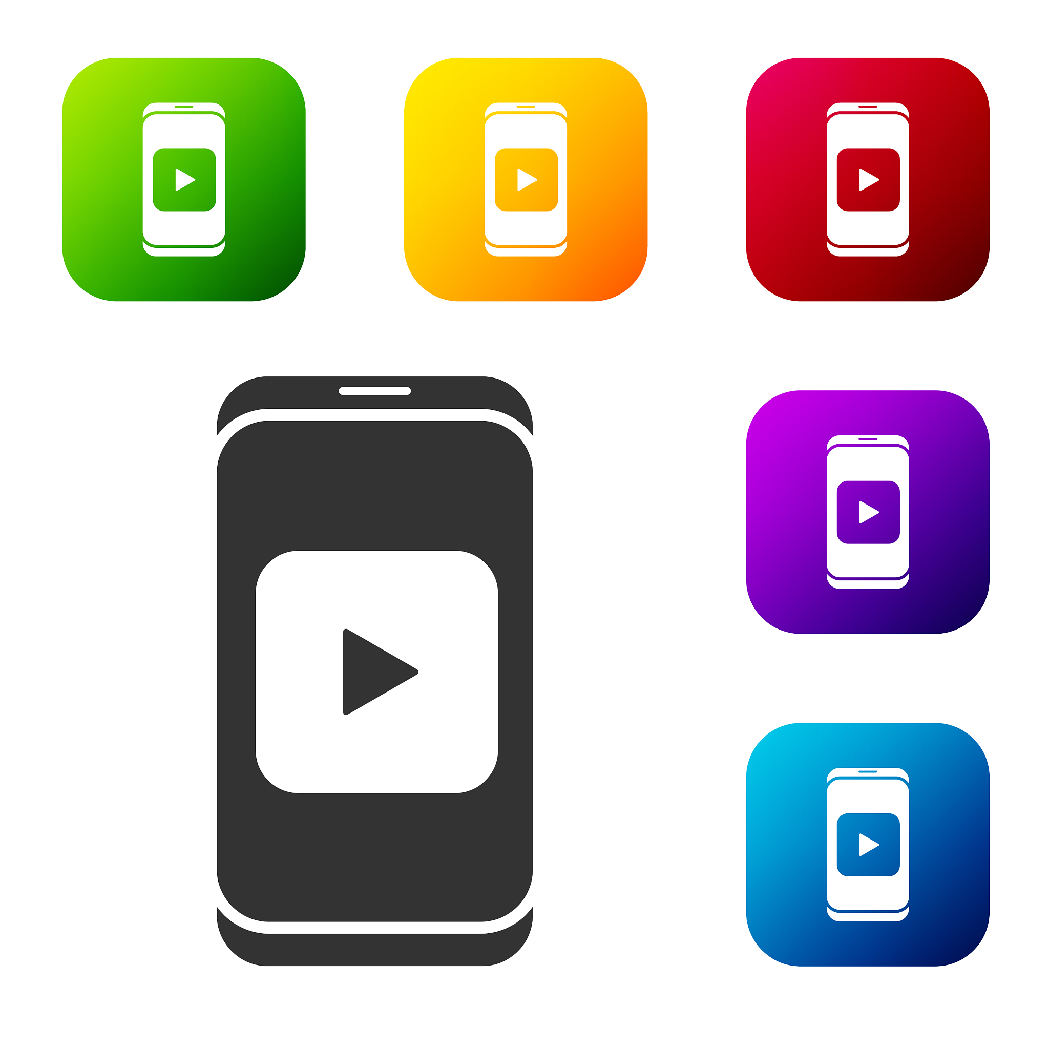 black online play video icon isolated on white
