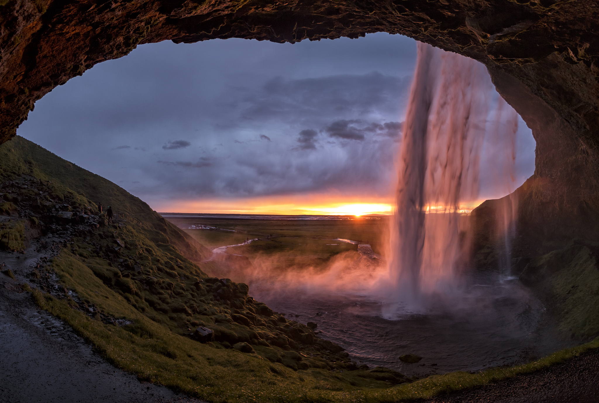 waterfall sunset