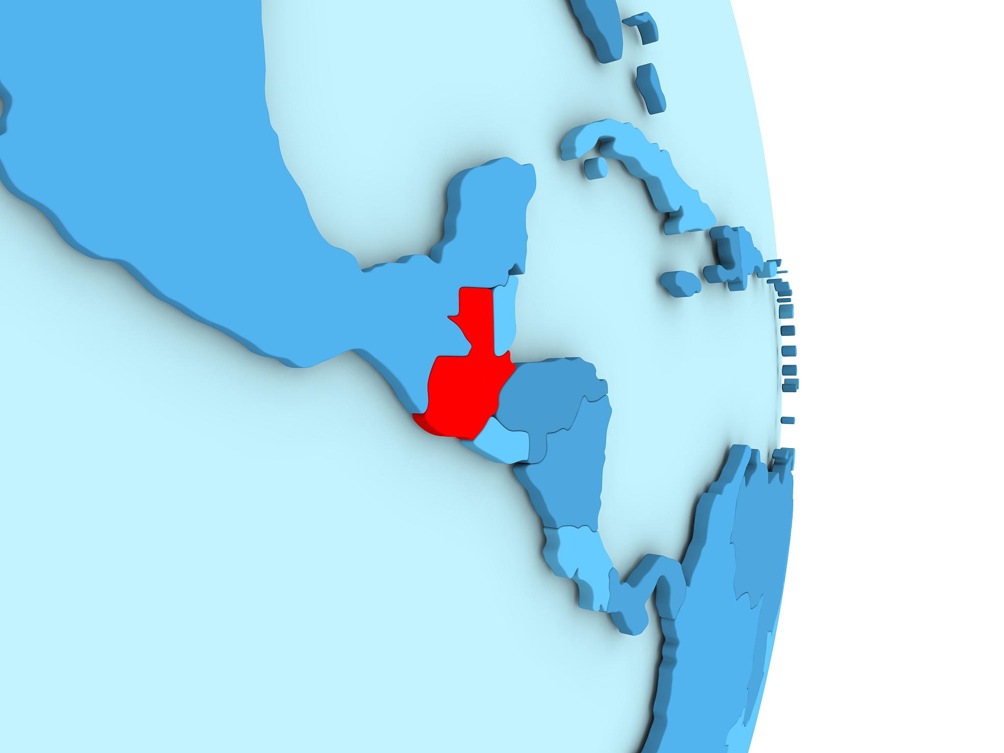 guatemala on blue political globe