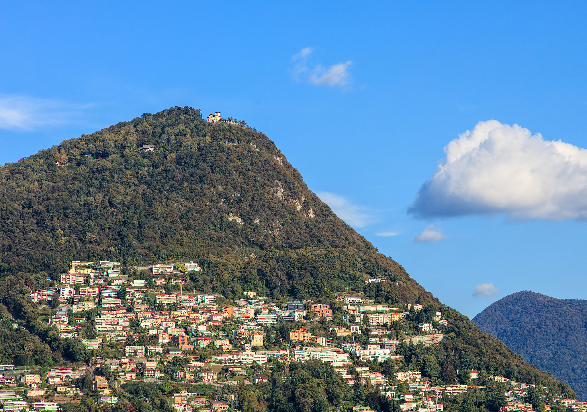 mountain monte bre, view from the city of lugano