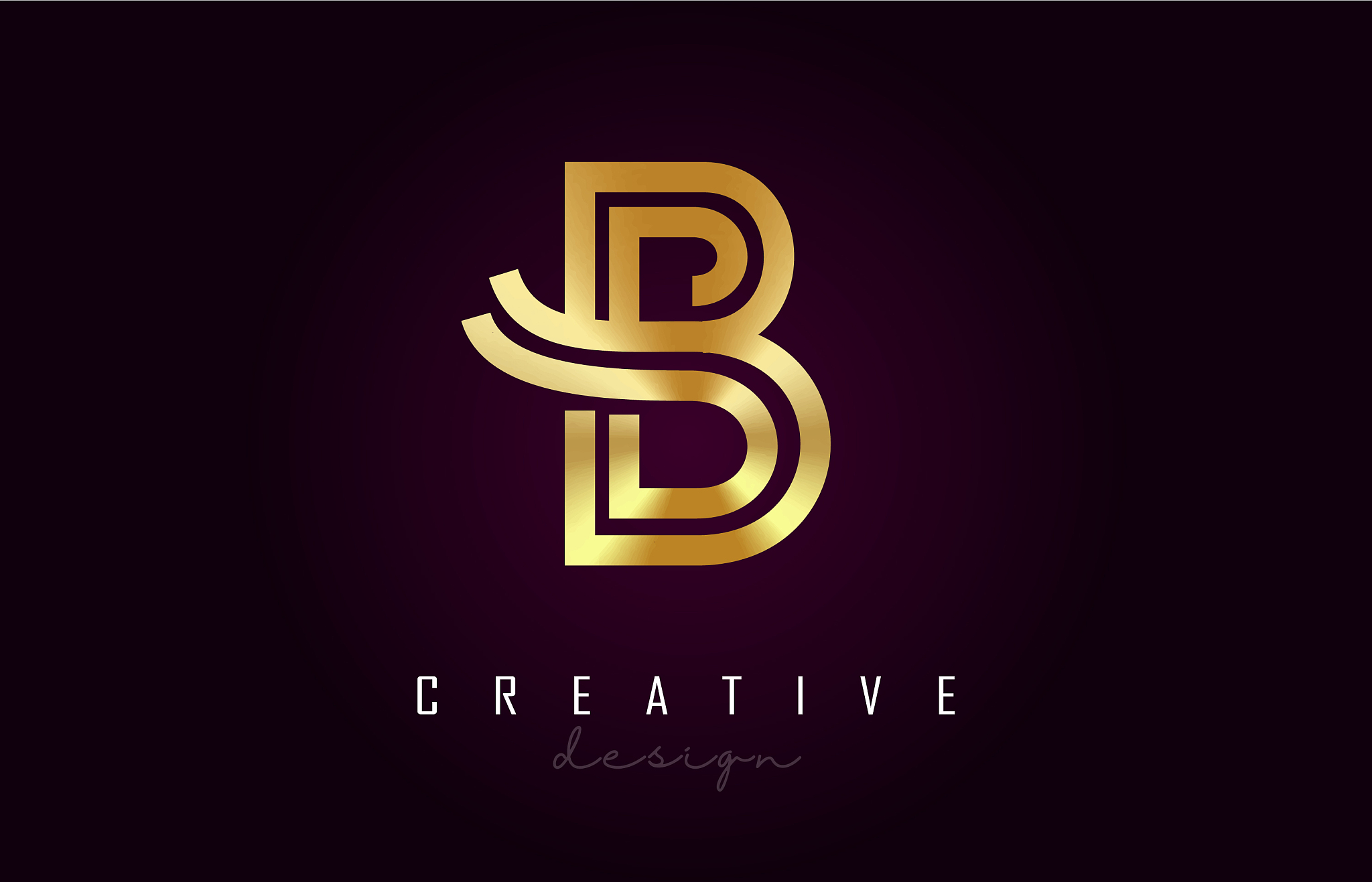 b golden letter logo monogram design creative b