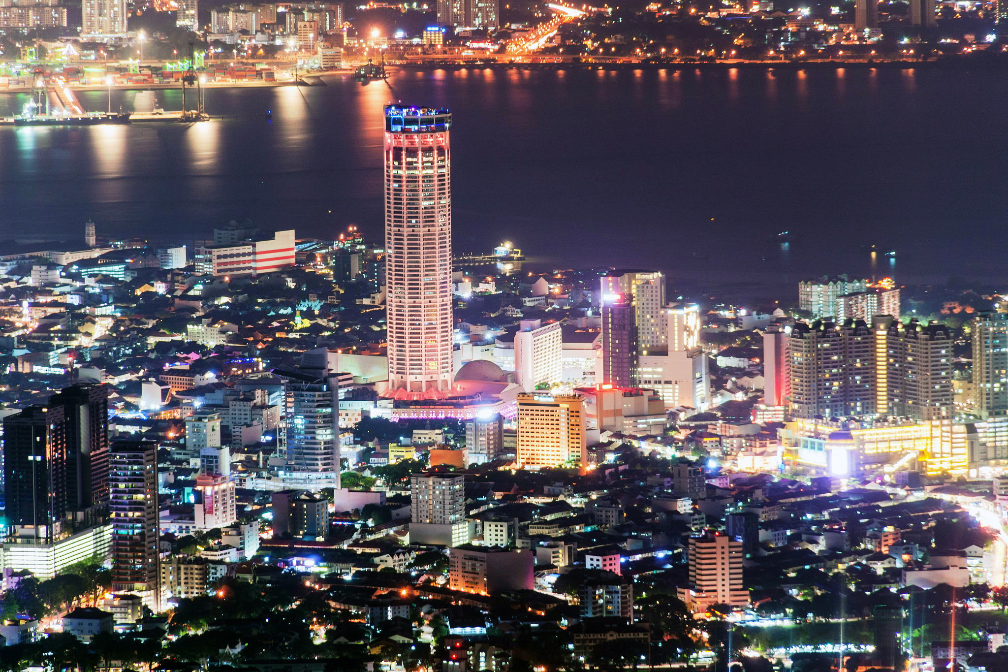 george town city view from penang hill during dawn