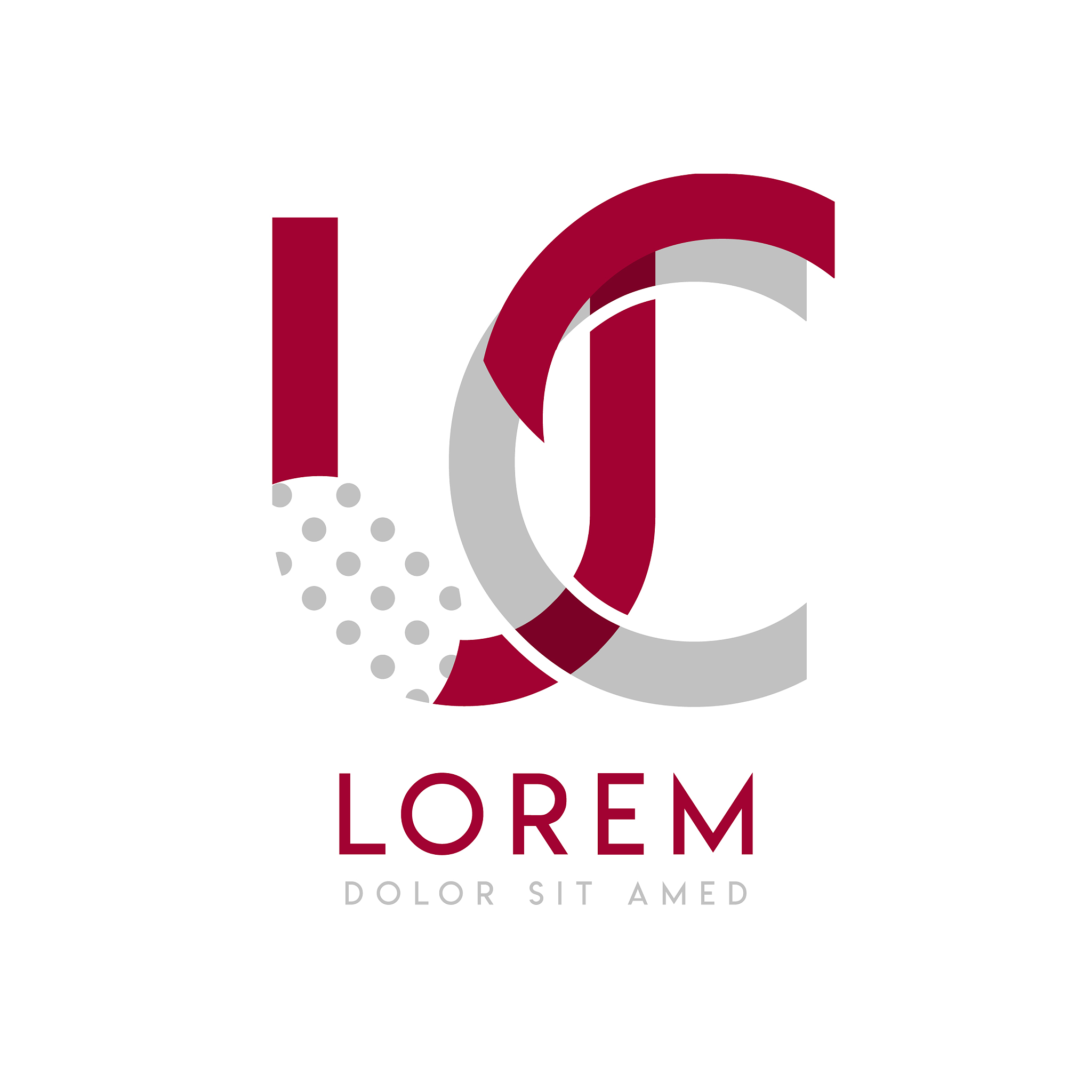 uc simple logo design with gray and maroon color
