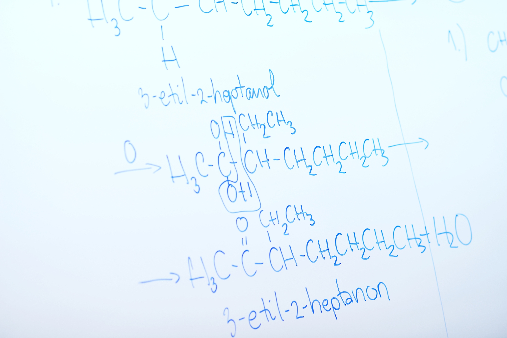 abstract science and  chemical molecule structure on white board