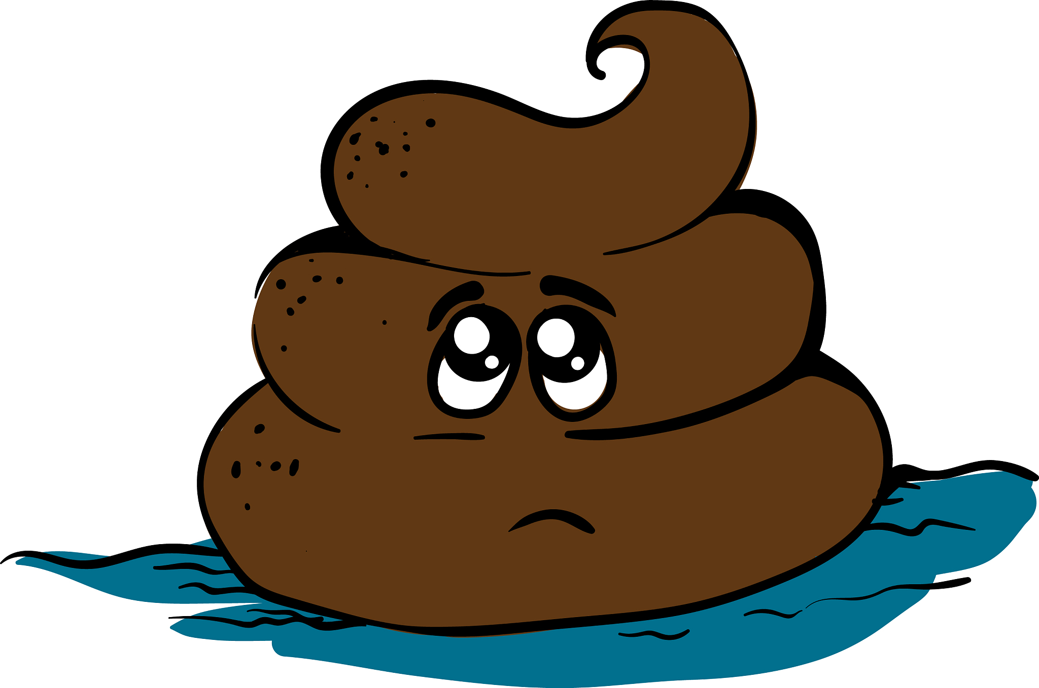 sad little poop on white background