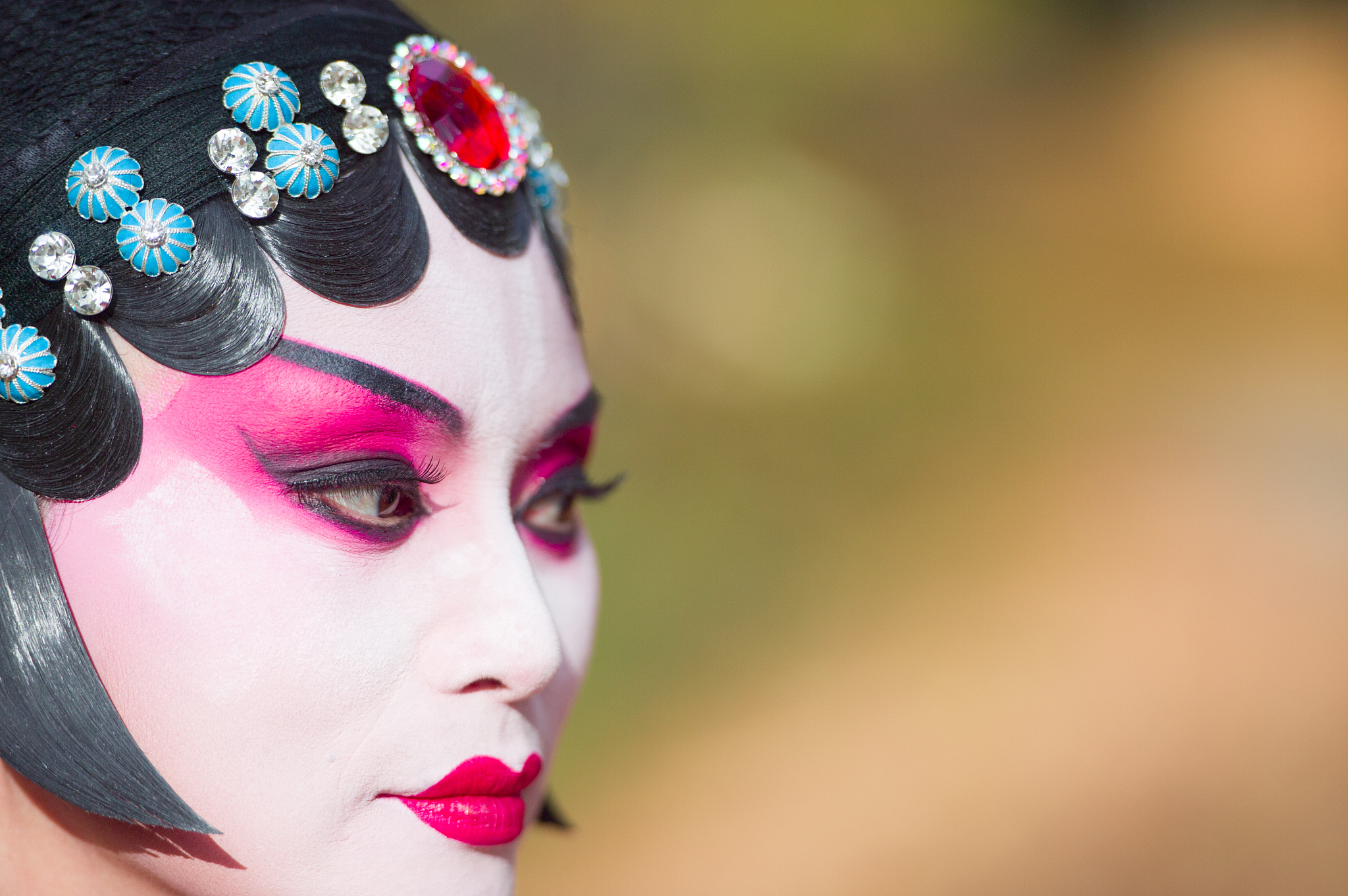 opera performer in the fall outdoor park, toronto, canada