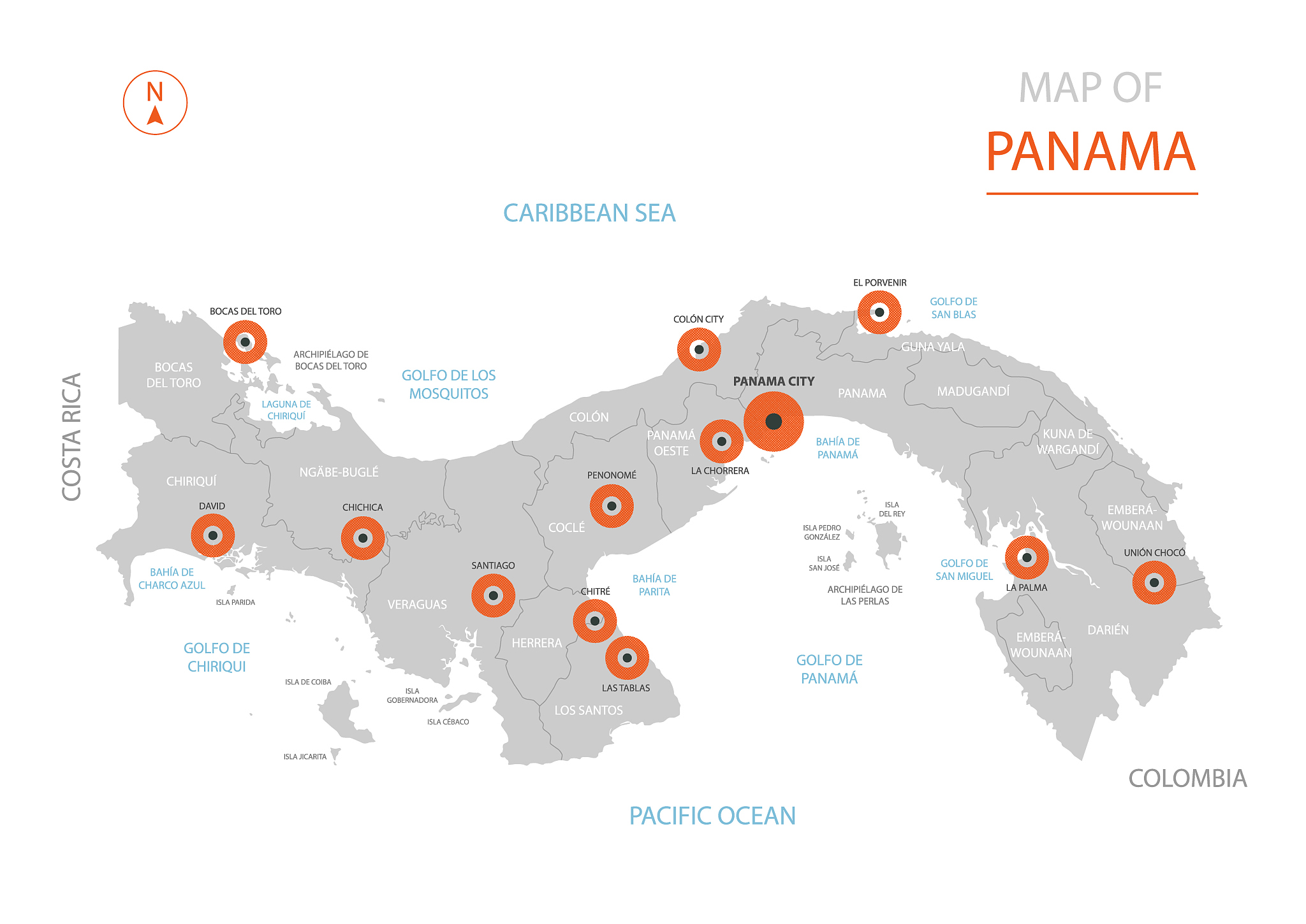 panama map with administrative divisions.