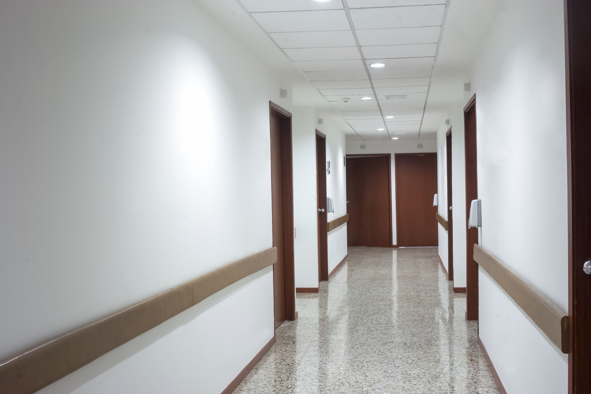 corridor interior inside a modern hospital