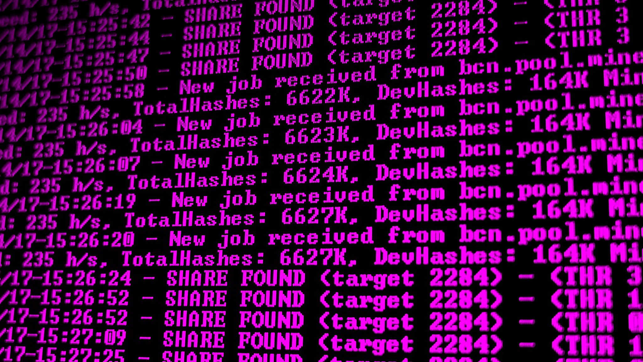 mining cryptocurrency process program on display pc. using softw