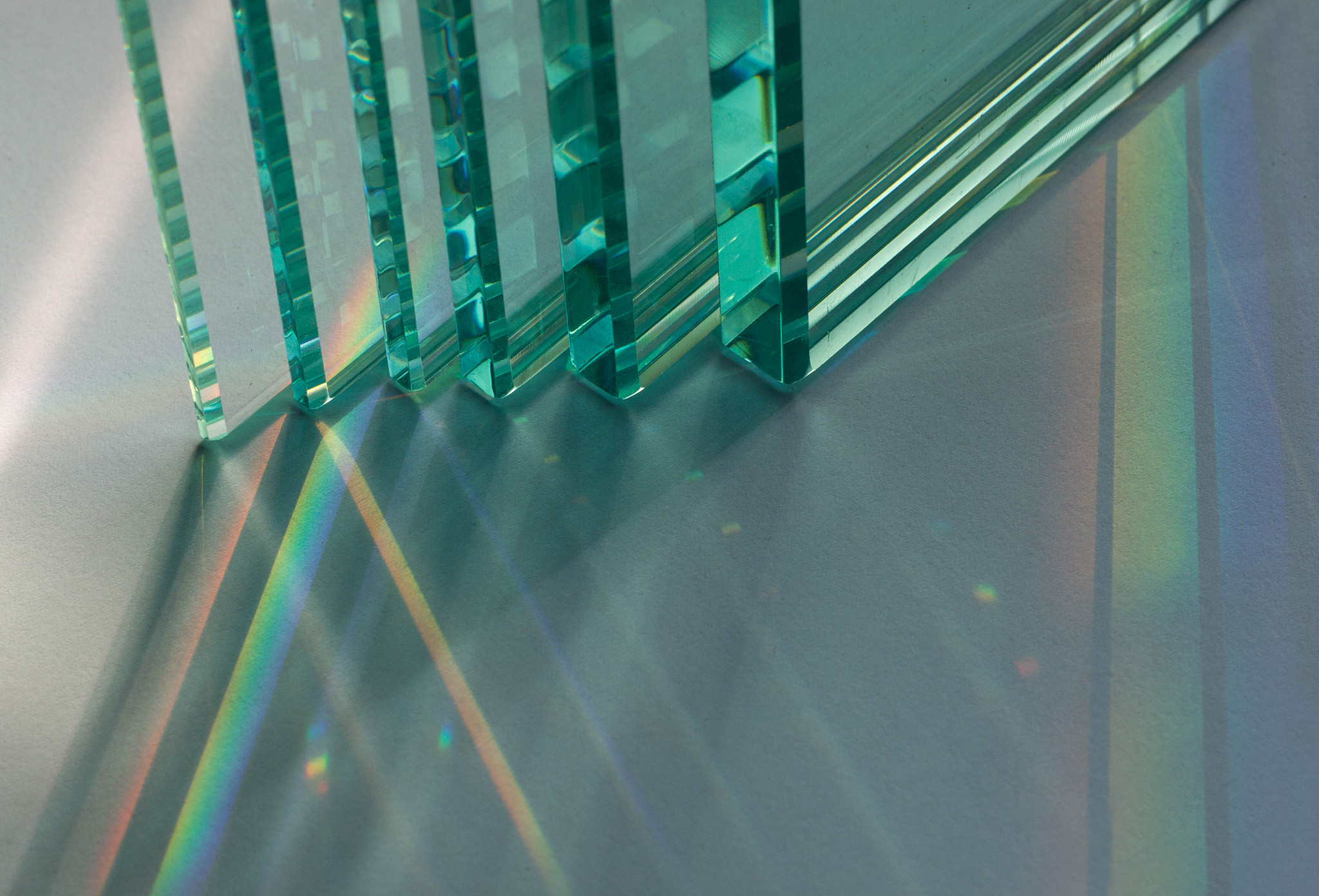 the reflection of the light of the glass