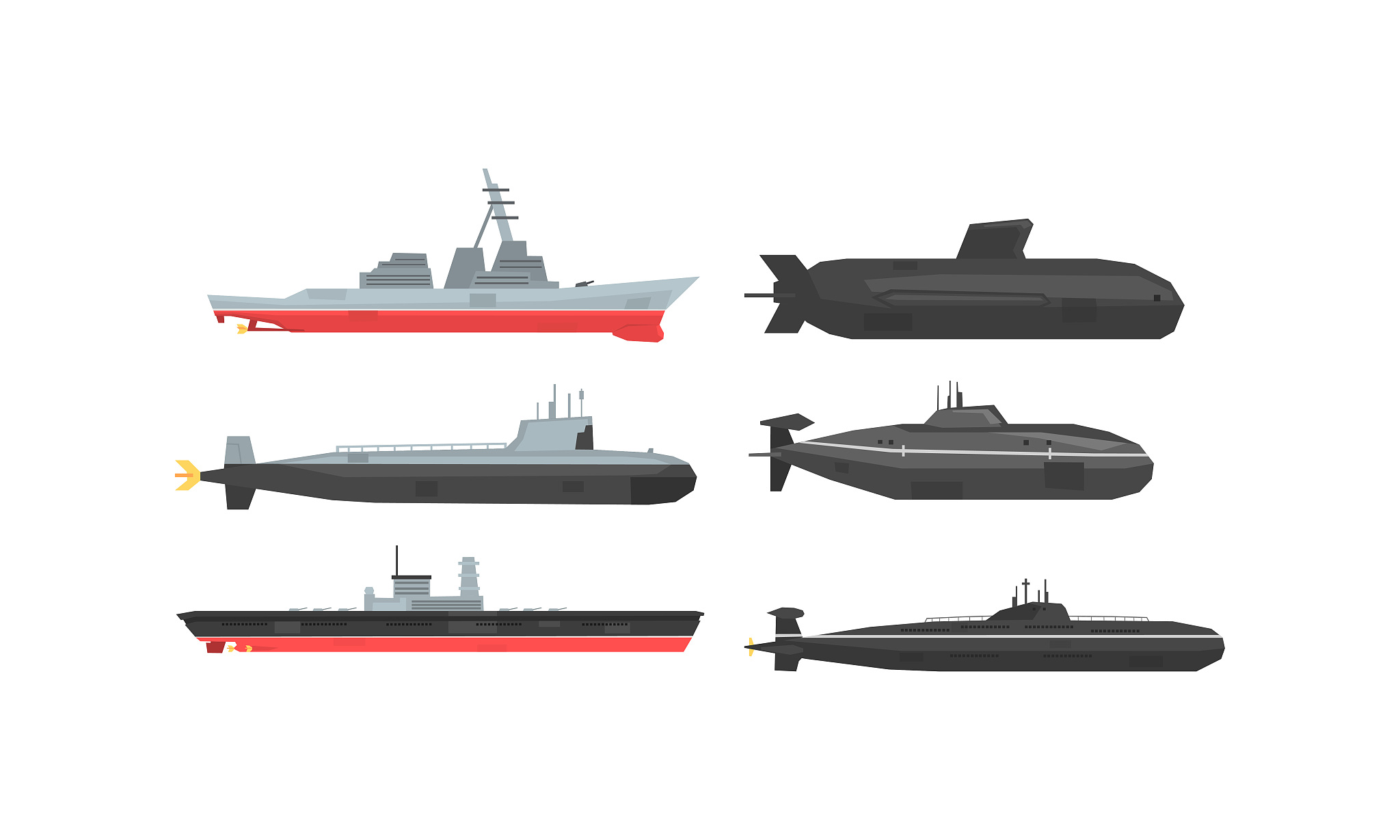 naval combat ships and submarines collection, military boats, fr