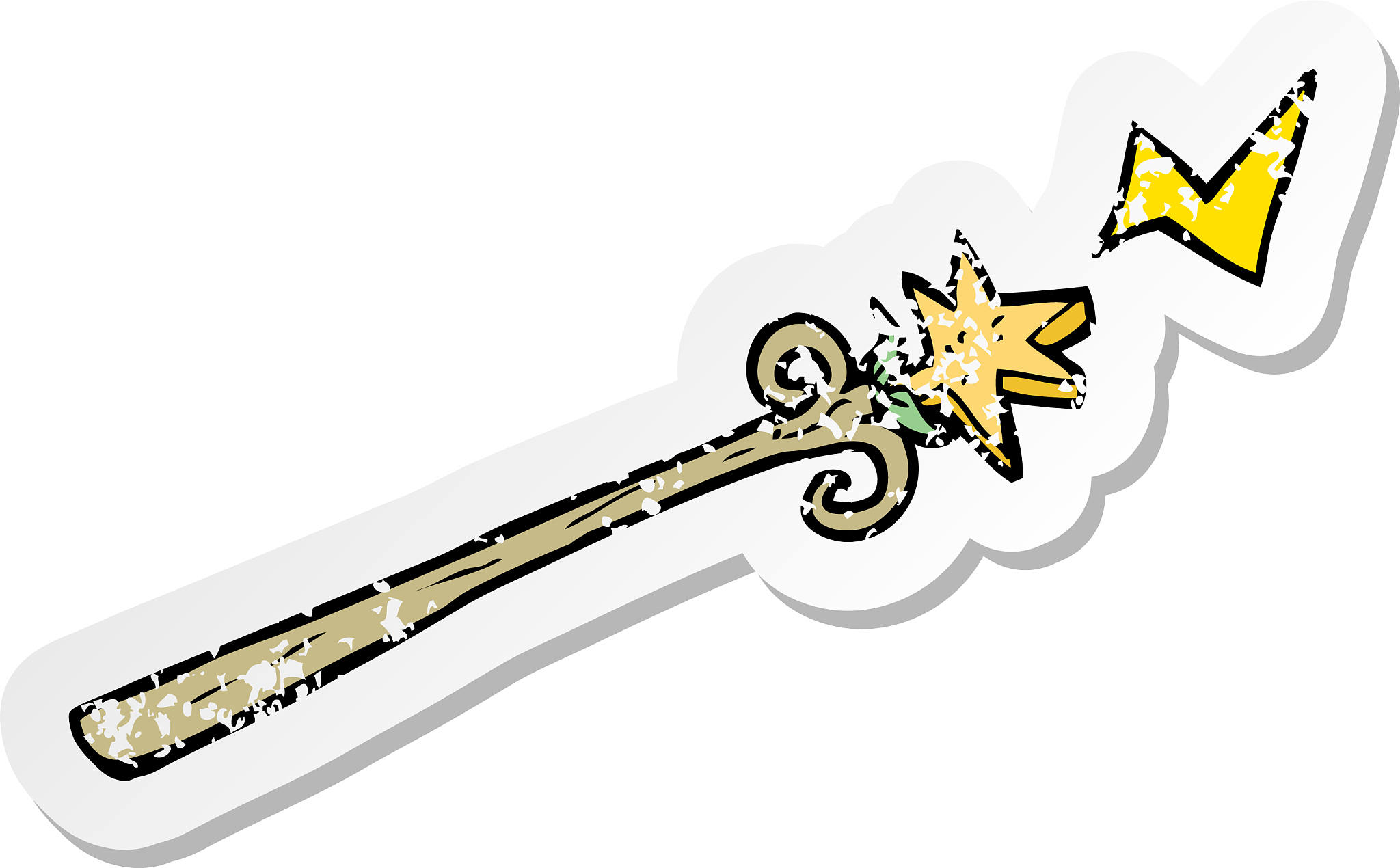 retro distressed sticker of a cartoon magic wand