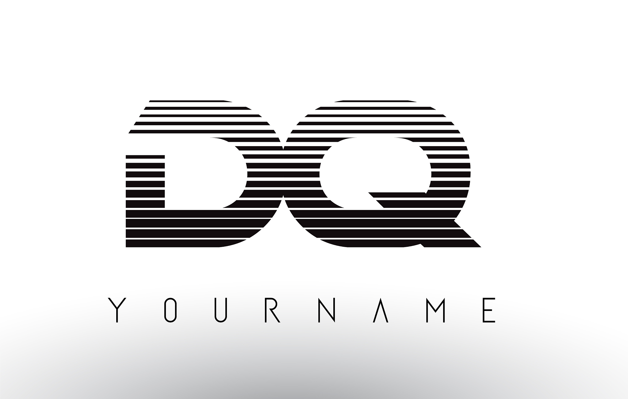 dq d q black and white horizontal stripes letter